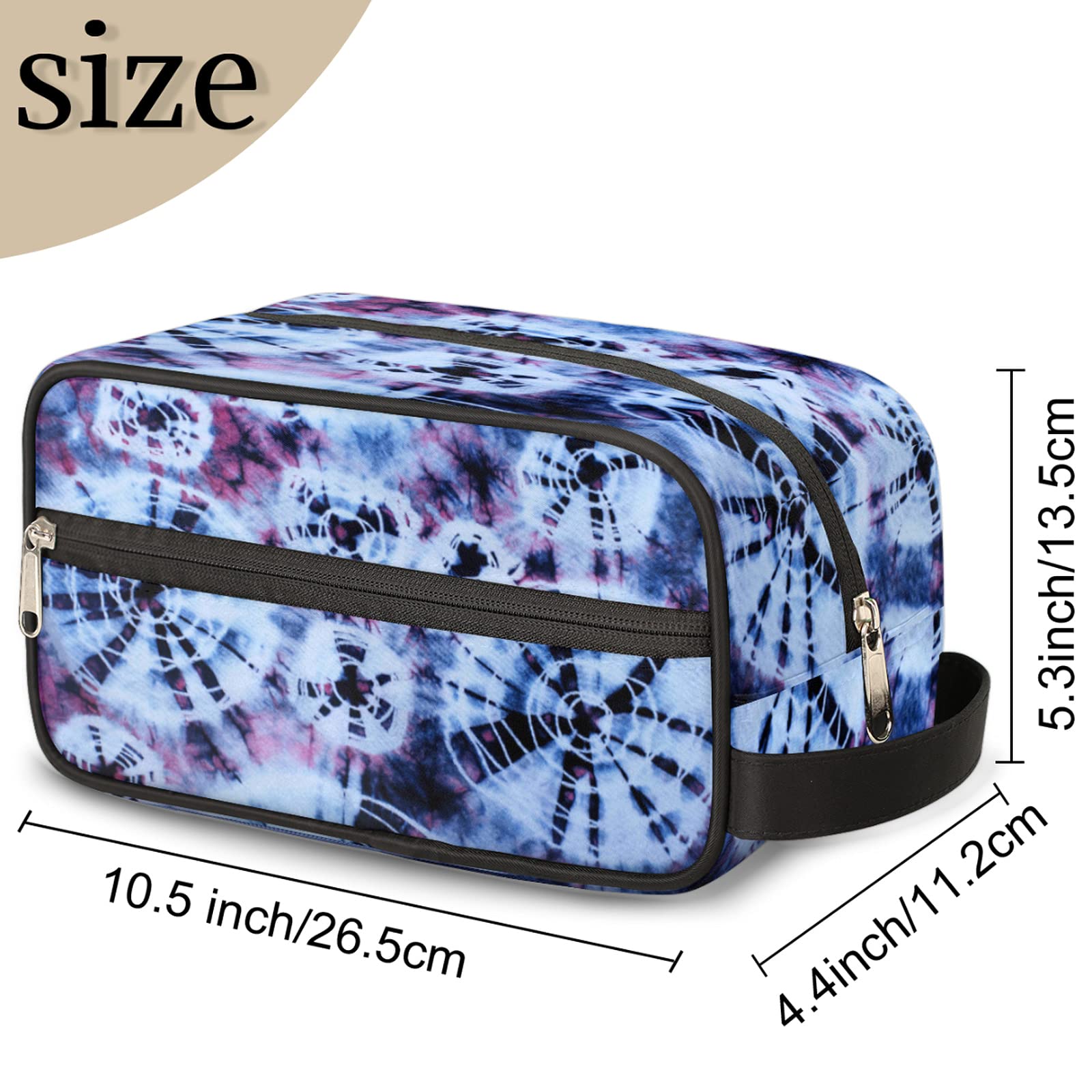 Boho Tie Dye Travel Toiletry Bag for Women & Men - Waterproof Cosmetic Makeup Organizer with Large Capacity - Perfect for Toiletries, Shaving Kit & Travel Accessories - Ideal for Vacation, Camping & Business Trips