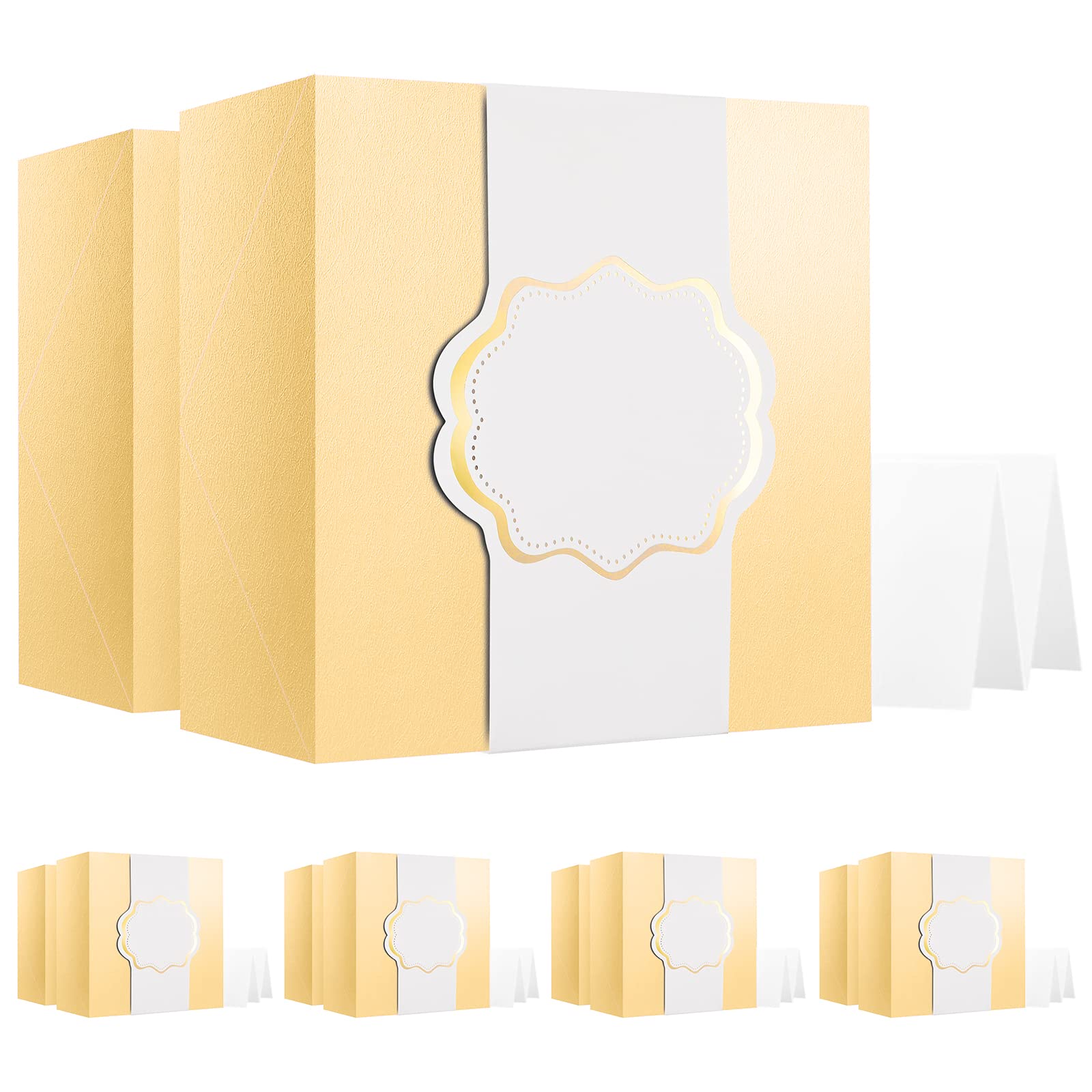 Happy Potato Gift Boxes 8x8x4 Inches with Lids - Bridesmaid Proposal, Greeting Card Included - Glossy Gold Grass Texture (Pack of 10) for Wedding & Party Gifts