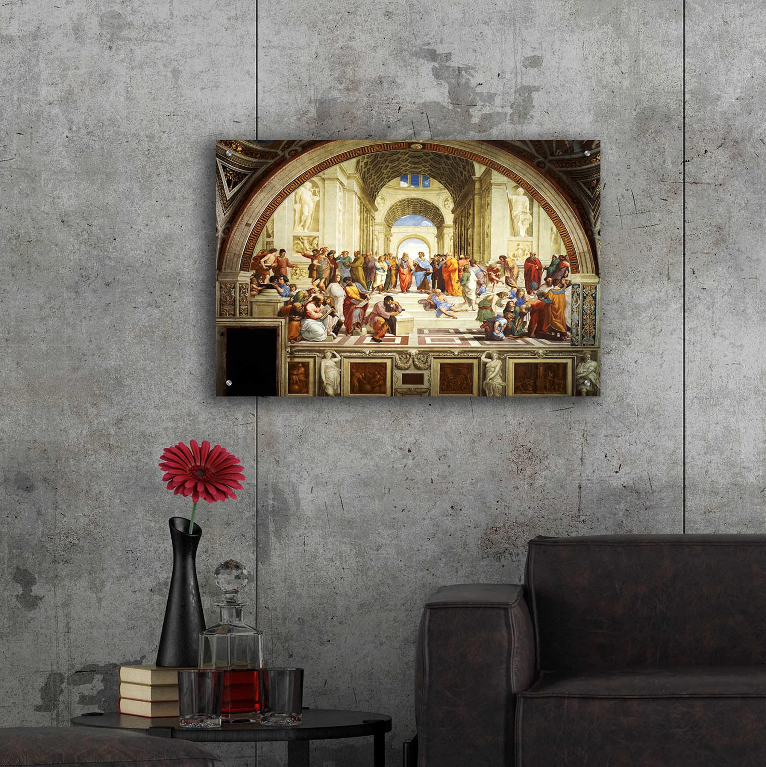 The School of Athens by Raphael - Premium Acrylic Glass Wall Art Print 36x24 Inches - Famous Renaissance Painting for Home Decor, Office & Gallery Display