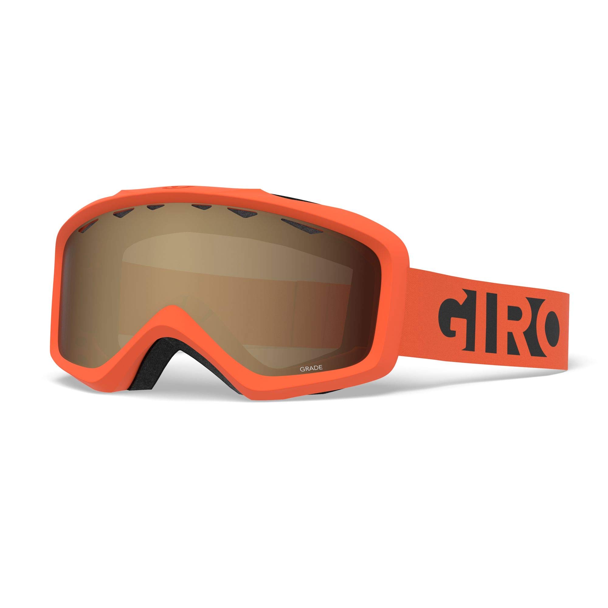 Giro Grade Youth Snow Goggles - Orange & Black Strap with Amber Rose Lens for Skiing & Snowboarding - UV Protection Anti-Fog Winter Sports Eyewear for Kids & Teens