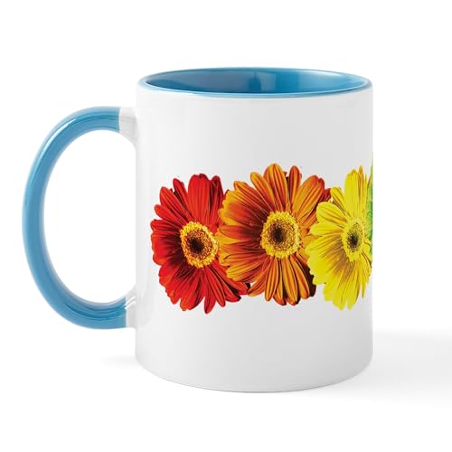 White/Blue Inside - Rainbow Daisies Mug