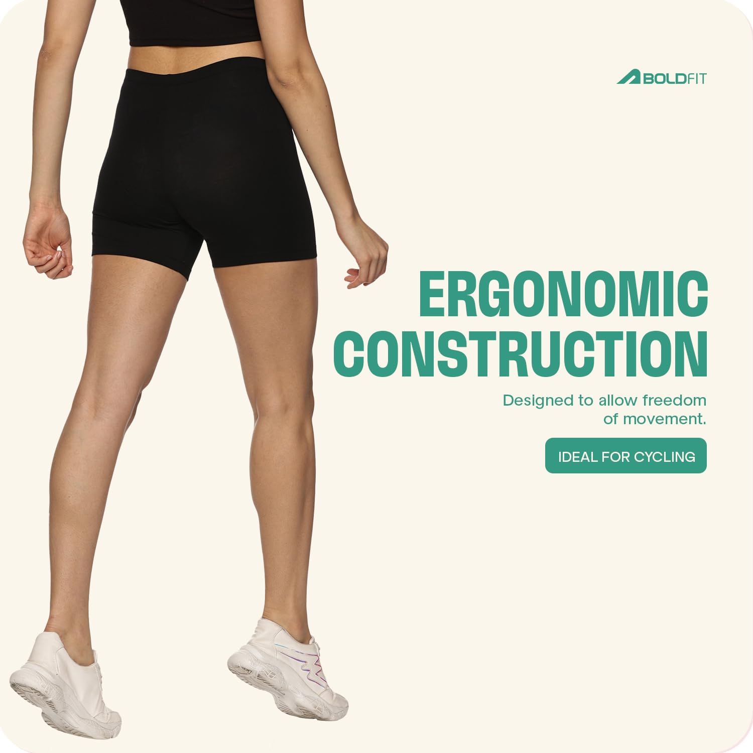 Boldfit Women's Stretchable High-Waist Cycling Shorts - Skin Fit Gym Running Yoga Sports Tights - Perfect for Workouts, Cycling, Yoga & Casual Wear