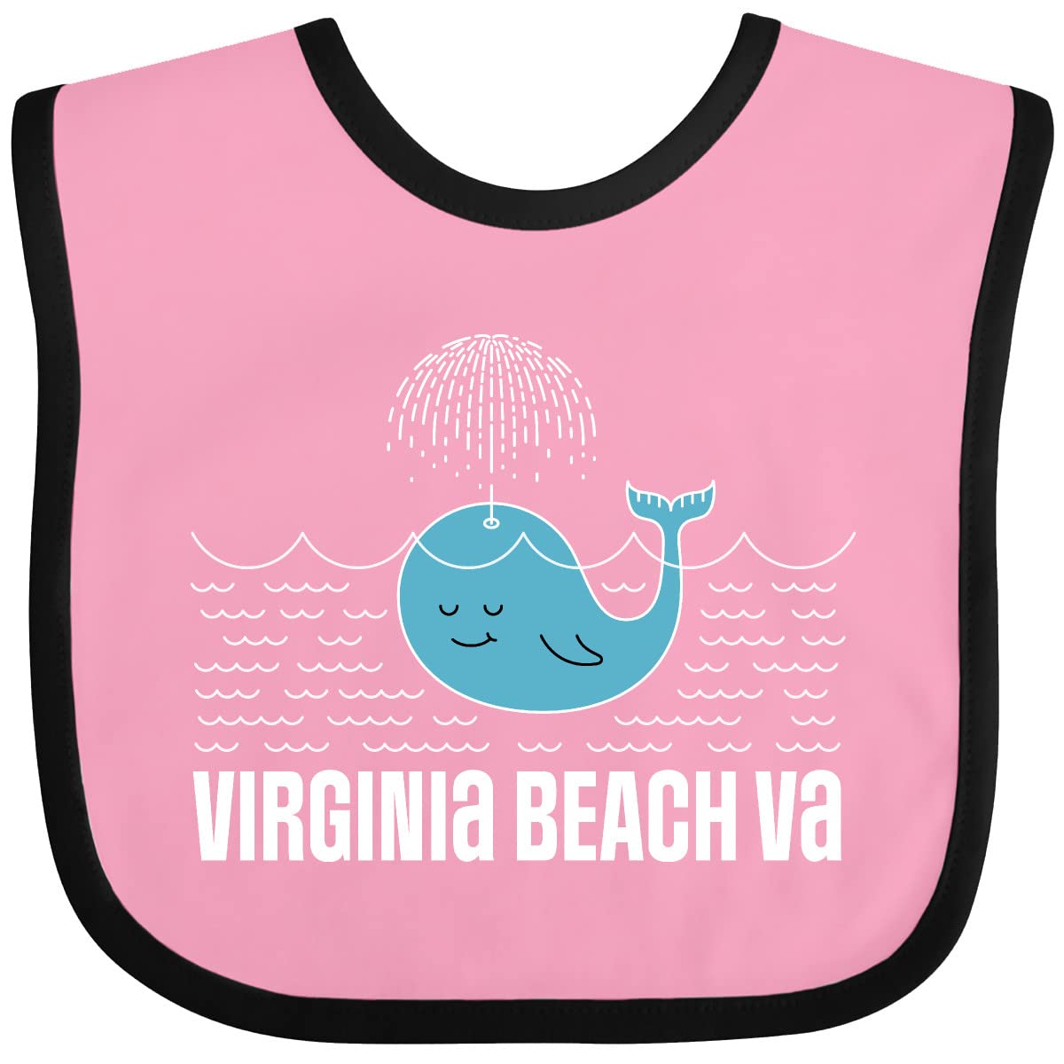 Inktastic Virginia Beach VA Cute Vacation Gift Baby Bib - Soft Cotton Drool Bib for Infants & Toddlers - Perfect Beach Souvenir, Travel Gift & Newborn Shower Present
