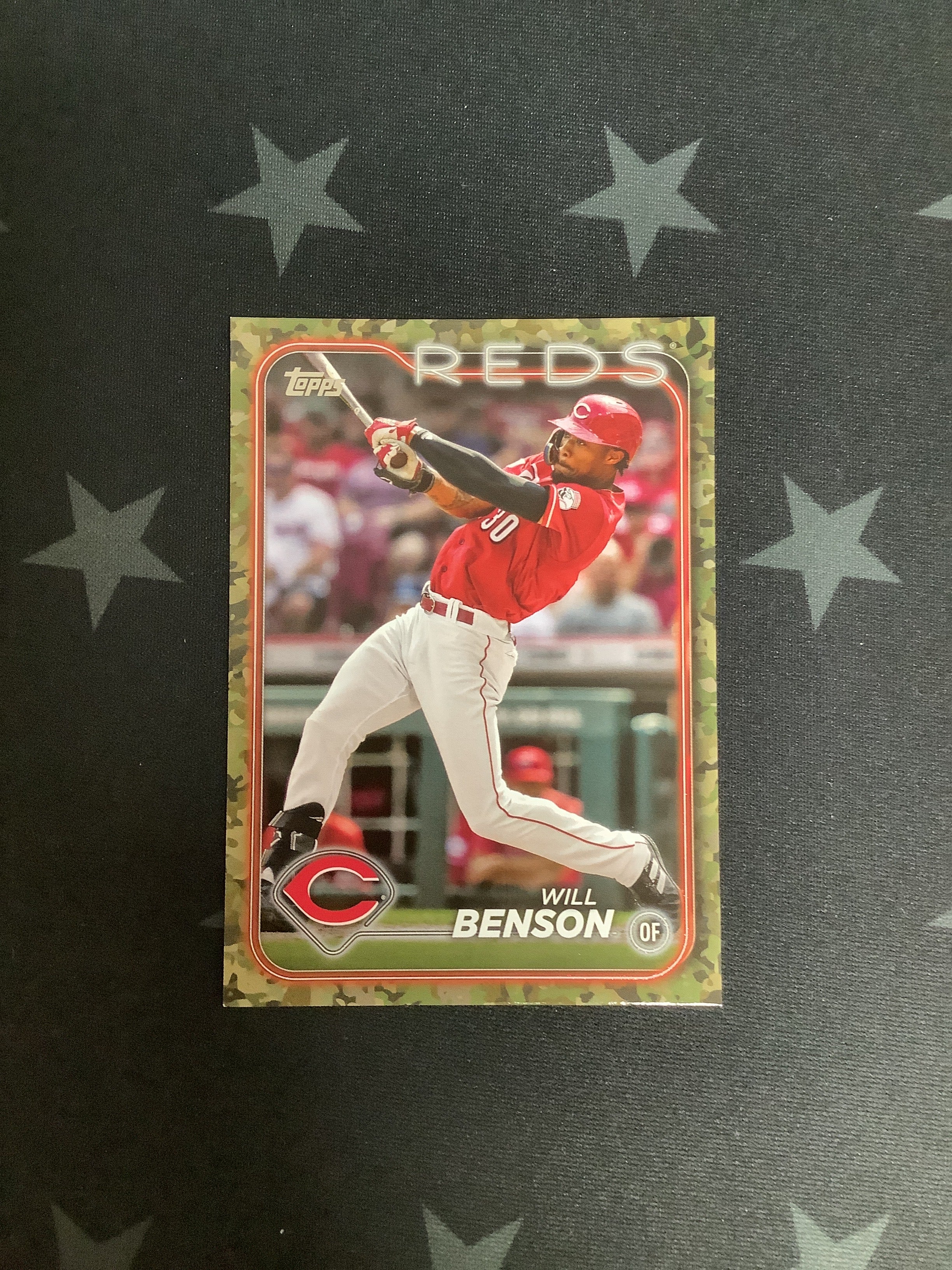 2024 Topps Series 2 Will Benson #386 Memorial Day Camo Parallel 6/25 - Rare Baseball Trading Card for Collectors & Fans - Perfect for Sports Memorabilia Displays & Investment Collections