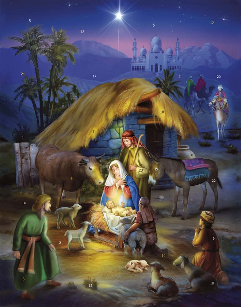 Blessed Nativity Advent Calendar - Christmas Countdown Calendar with Holiday Pictures by Vermont Christmas Company | Perfect for Home Decor, Church Events & Family Christmas Traditions