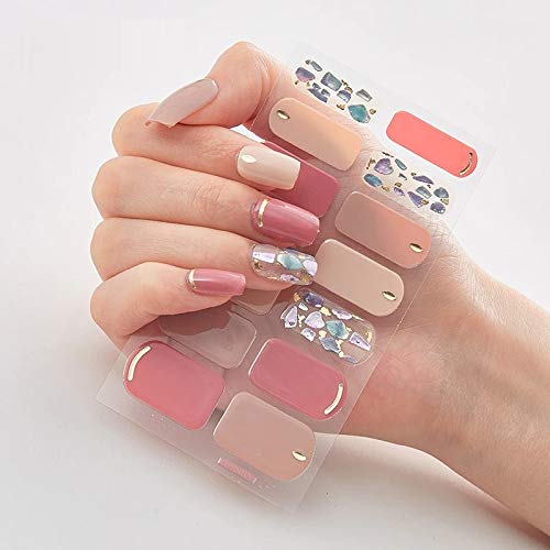 14pcs Gradient Glitter Nail Stickers - Full Cover Self-Adhesive Nail Wraps for DIY Nail Art | Waterproof & Long Lasting | Perfect for Parties, Weddings & Daily Manicures (DQ3-061)