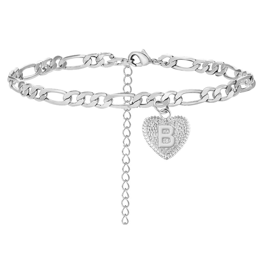 Personalized Silver Ankle Bracelet for Women - Custom Initial Anklet, Figaro Cuban Link Chain, Beach Jewelry Gift for Girls | Perfect for Summer Vacations, Weddings & Boho Fashion Accessories
