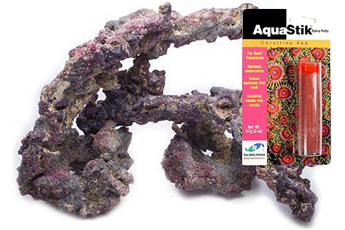 CaribSea Live Rock Shapes 20 lbs & Aquastick Epoxy Kit - Saltwater Aquarium Reef Tank Decorations & Coral Frag Glue for Marine Fish Tank Setup