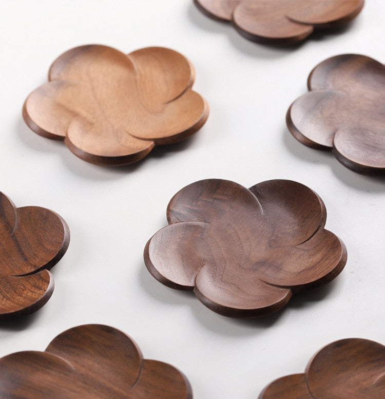 Eco-Friendly Petal Wooden Coaster Set - Natural Wood Drink Coasters for Home & Office - Perfect for Coffee, Wine, and Beverage Protection - Ideal for Dining Table, Bar, and Kitchen Decor