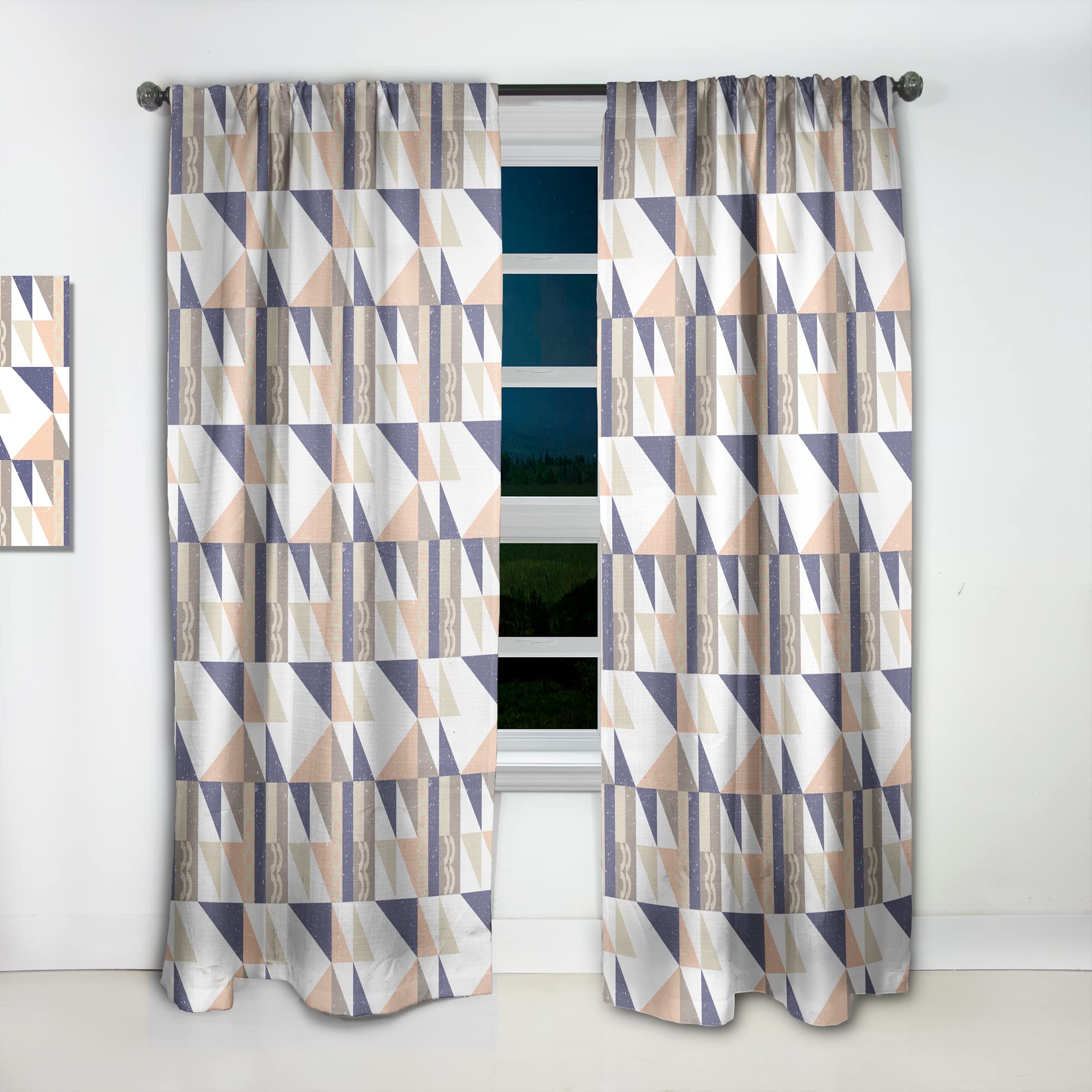 DesignQ Retro Geometric Thermal Insulated Curtains - Single Panel 52x120 - Blackout Drapes for Bedroom & Living Room - Perfect for Home Decor & Light Control