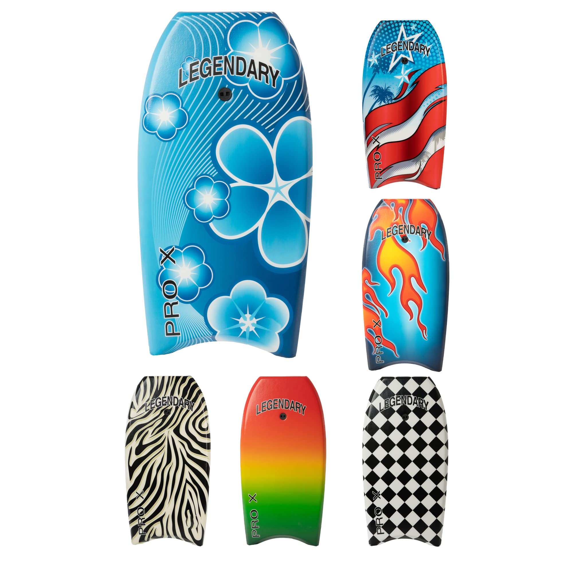 Legendary Pro X Bodyboard for Beach - High Performance Boogie Board with Hard Slick Bottom for Kids & Adults | EPS Core & Heat Sealed Construction | Includes Leash | Perfect for Wave Riding, Surfing & Water Sports