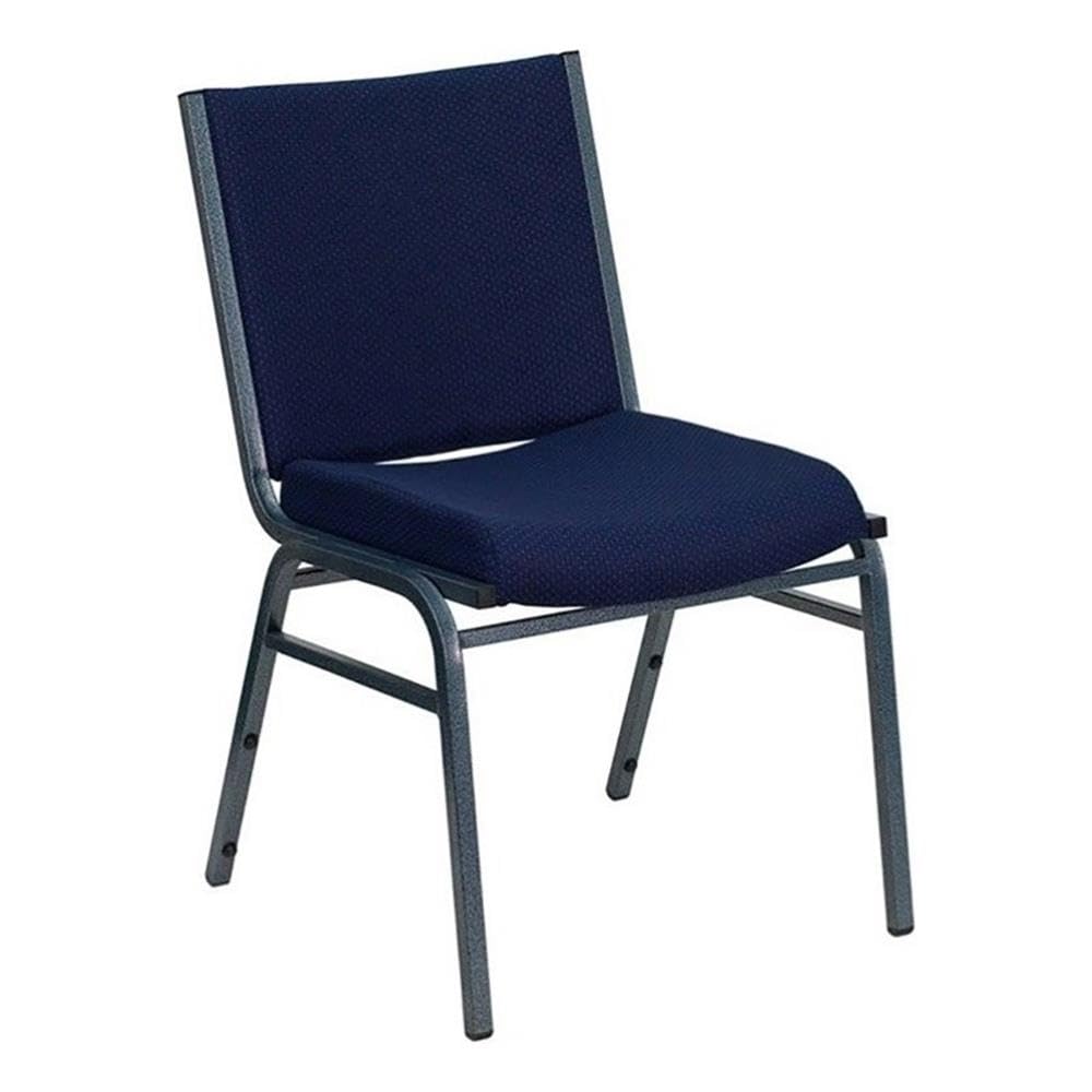 BOWERY HILL Navy Blue Fabric and Metal Stacking Guest Chair - Multipurpose Folding Chair for Dining, Office, Events, and Outdoor Use