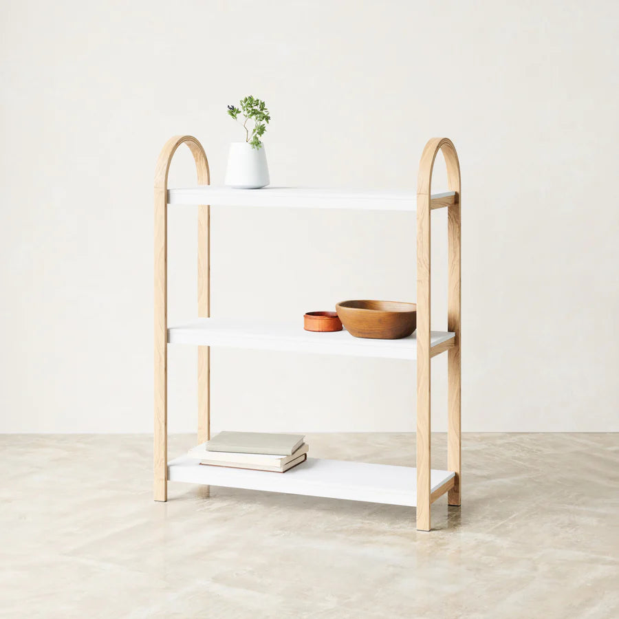 3-Tier White/Natural Freestanding Shelf - Bellwood Storage Organizer for Living Room, Bedroom, or Office