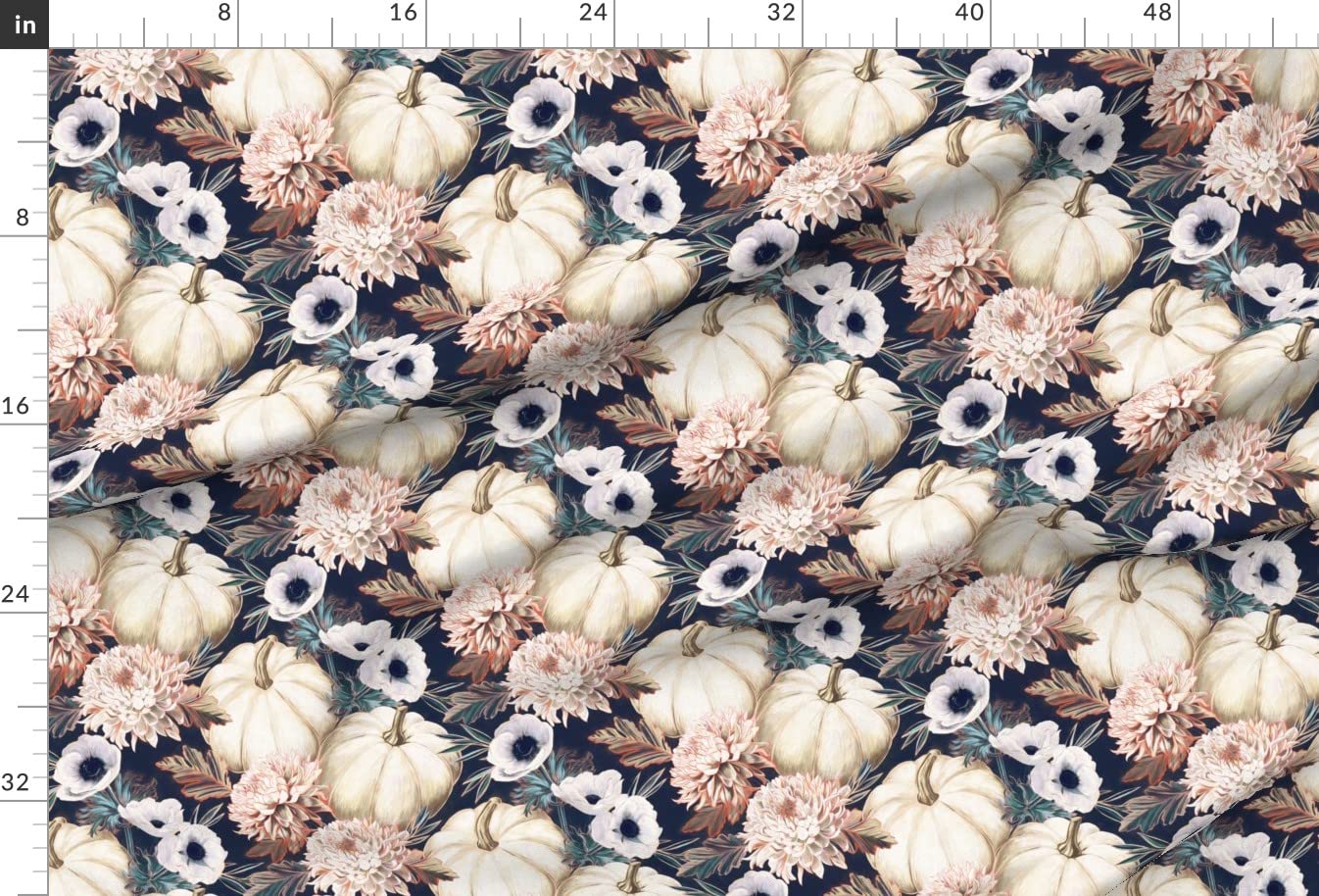 Fall Floral Pumpkin Printed Minky Fabric by The Yard - Soft Plush Material for Sewing Baby Blankets, Quilt Backing & DIY Home Decor - Perfect for Autumn Crafts, Nursery Projects & Cozy Seasonal Decorations