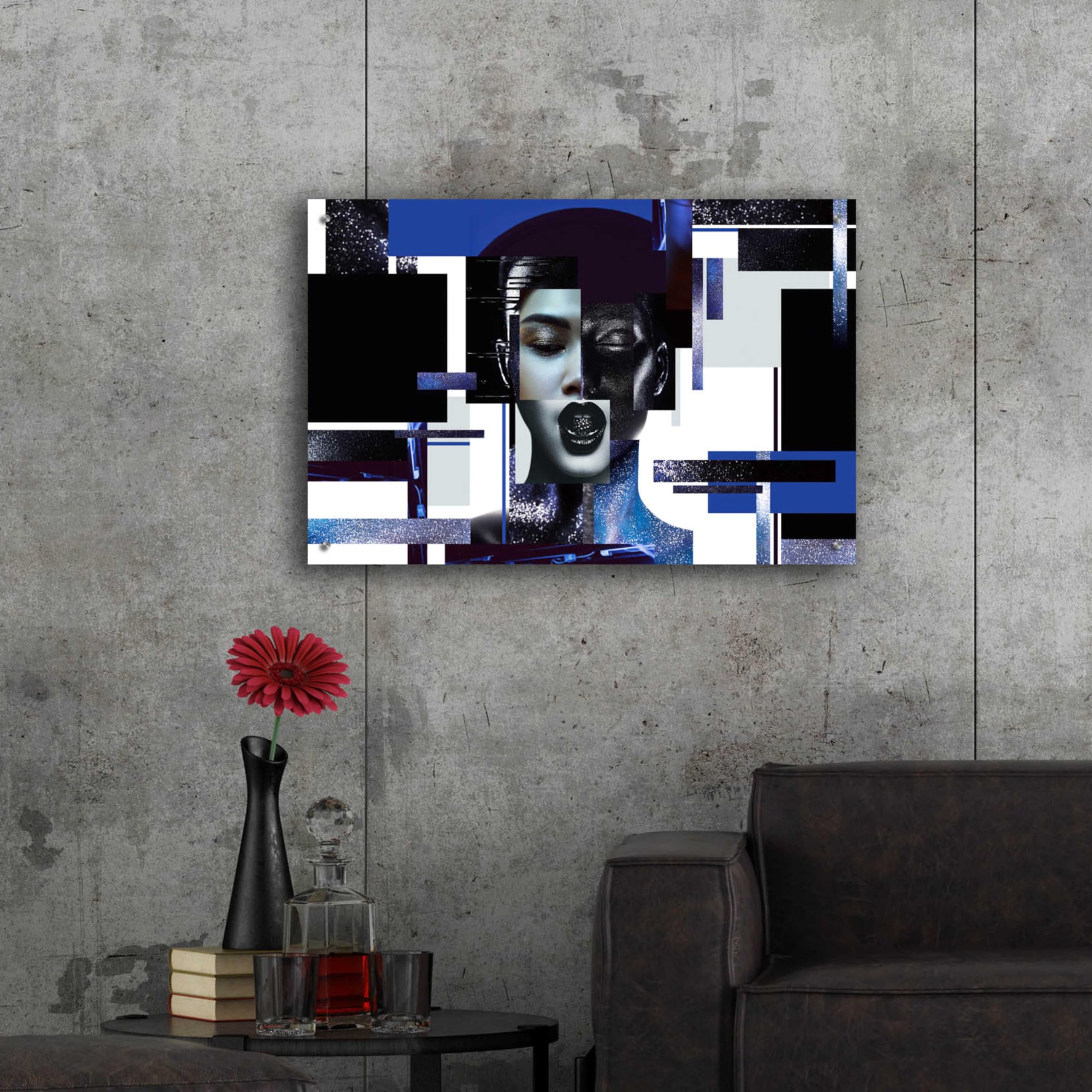Epic Art 'Deconstructed Beauty' Acrylic Glass Wall Painting - 36x24 Inches Modern Abstract Canvas Art for Living Room, Bedroom & Office Decor