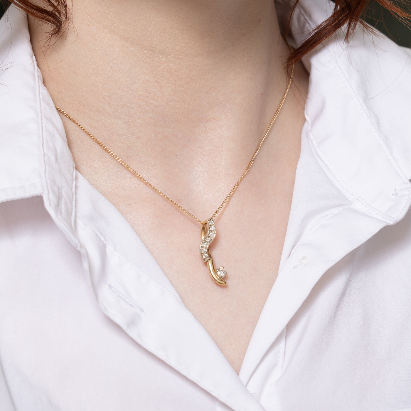 0.39ctw Diamond Abstract Drop Pendant Necklace - Elegant Dangle Jewelry for Women, Perfect for Weddings, Parties & Special Occasions