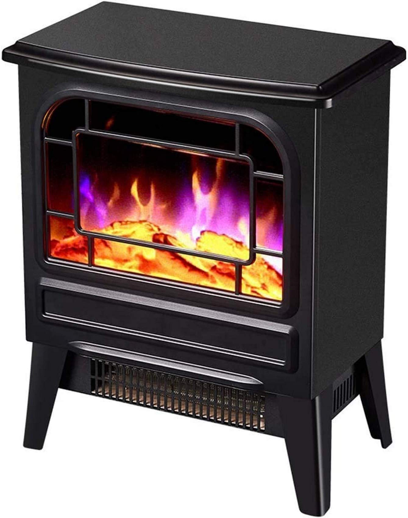 Modern Electric Fireplace Heater with Wood Stove Effect - 1000-2000W Free Standing Portable Space Heater with Overheat Protection - Perfect for Living Room, Bedroom & Office Warmth
