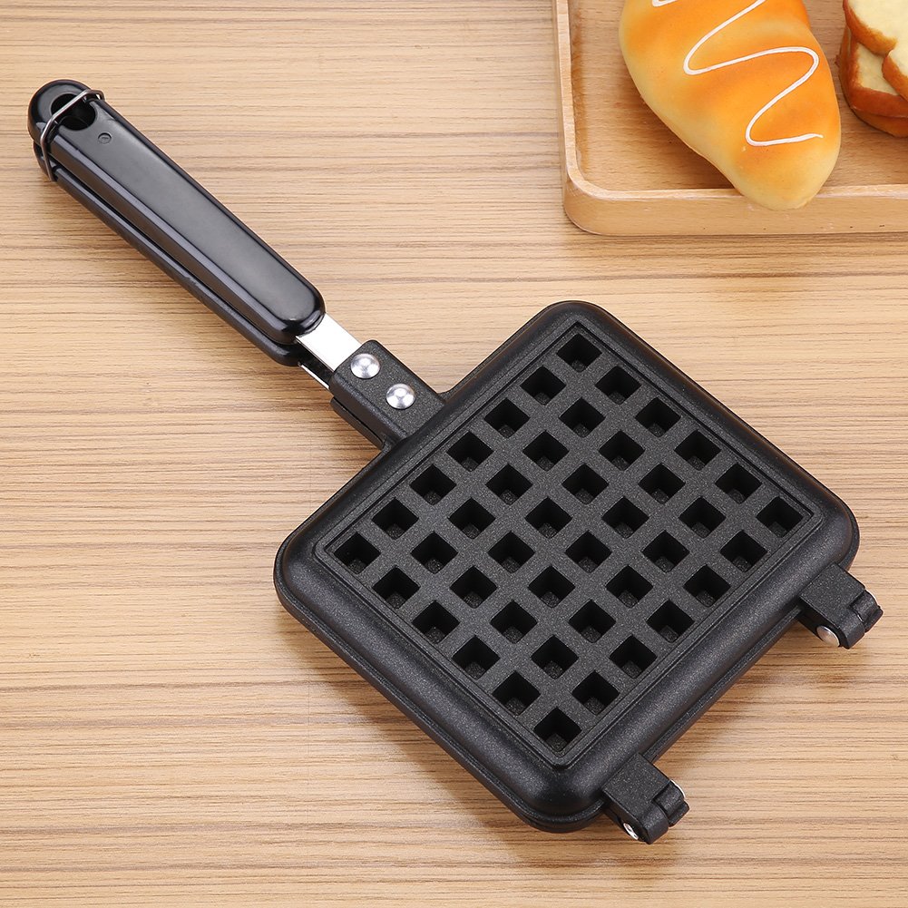 Premium Aluminum Alloy Non-Stick Waffle Maker - Gas Stove Compatible Kitchen Baking Tool for Perfect Belgian Waffles | Ideal for Breakfast, Brunch, Camping & Family Gatherings