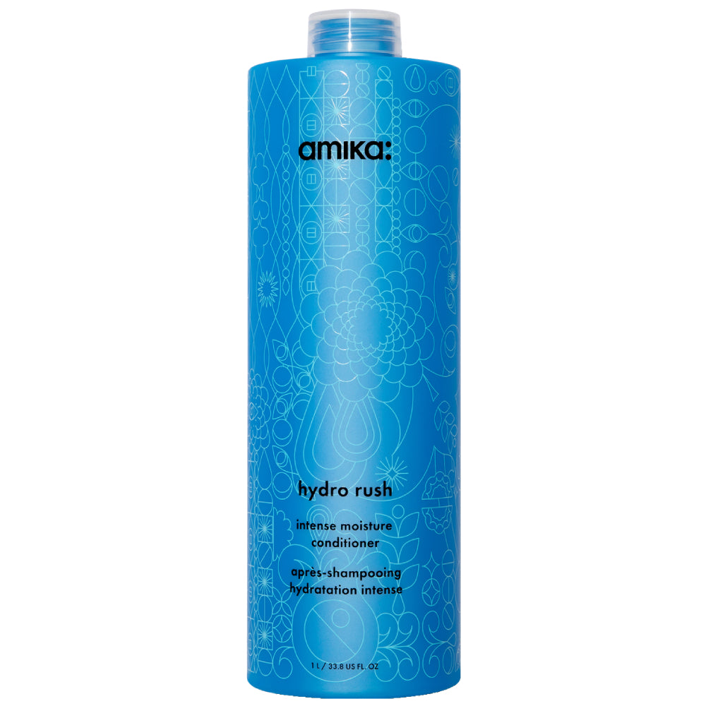 Amika Hydro Rush Intense Moisture Conditioner for Dry, Damaged Hair - Deep Hydrating Hair Treatment for Frizz Control & Shine - Perfect for Salon-Quality Results at Home