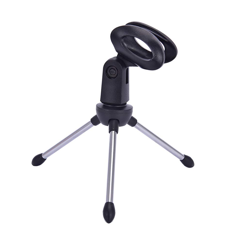 Adjustable Desktop Microphone Stand - Portable Mini Mic Tripod Holder with Zinc Alloy Base for Podcasting, Streaming & Recording (Table Top Mic Bracket)