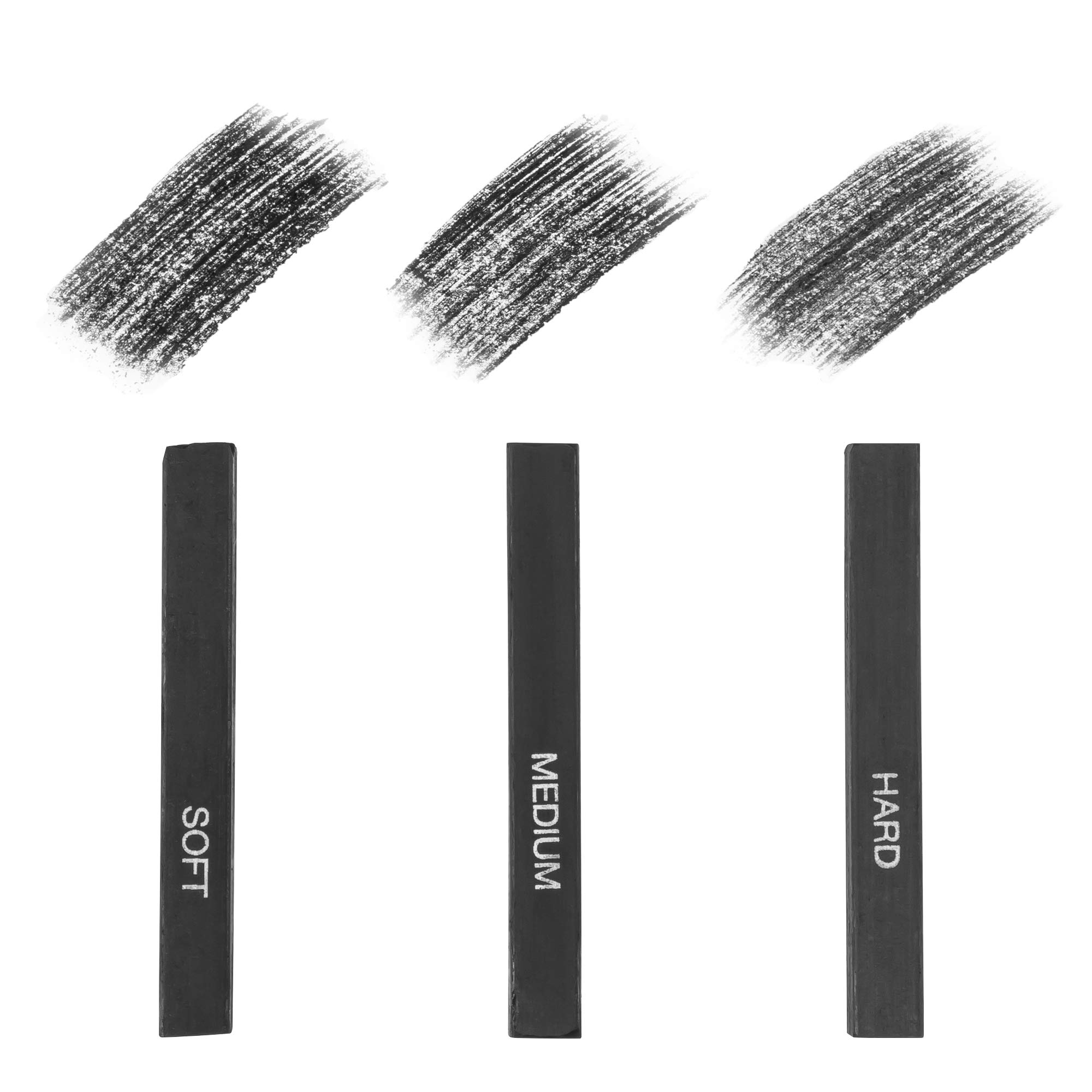 Pacific Arc Compressed Charcoal Sticks Medium 12 Pack - Professional Drawing & Sketching Supplies for Artists - Perfect for Shading, Portraits, and Fine Art Projects