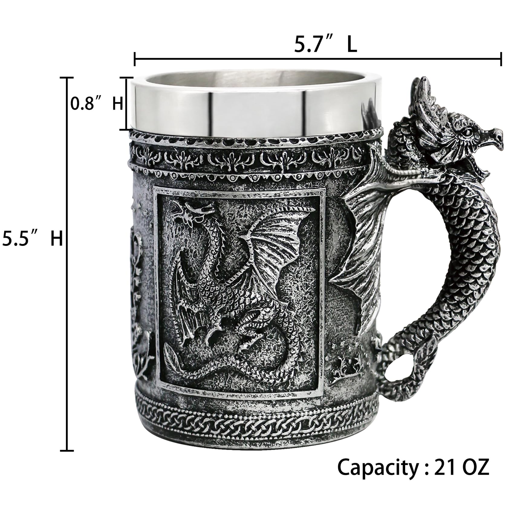 Dungeons and Dragons Stainless Steel Coffee Mug - 21oz Large Gaming Beer Tankard for D&D Fans - Perfect Gift for Men, Collectors & Lovers - Great for Game Nights, Parties & Fantasy Decor