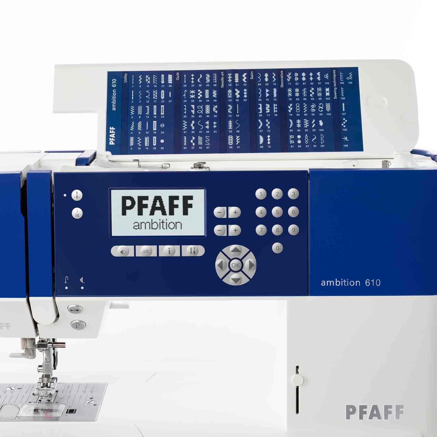 Pfaff Ambition 610 Sewing Machine Extension Table Bundle - Premium Blue Sewing Accessory for Quilting, Dressmaking & Craft Projects