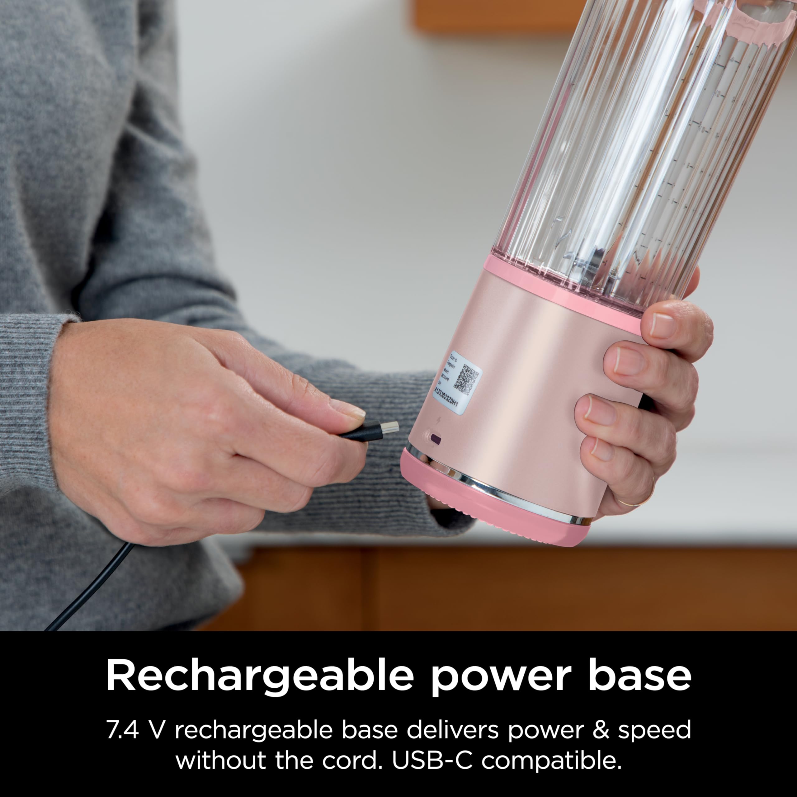 Ninja Blast Portable Blender - 18oz Cordless Personal Blender for Smoothies, Protein Shakes & Juices | BPA Free, Leakproof Lid with Sip Spout | USB-C Rechargeable & Dishwasher Safe | Pink Tinted | Perfect for Gym, Office & Travel