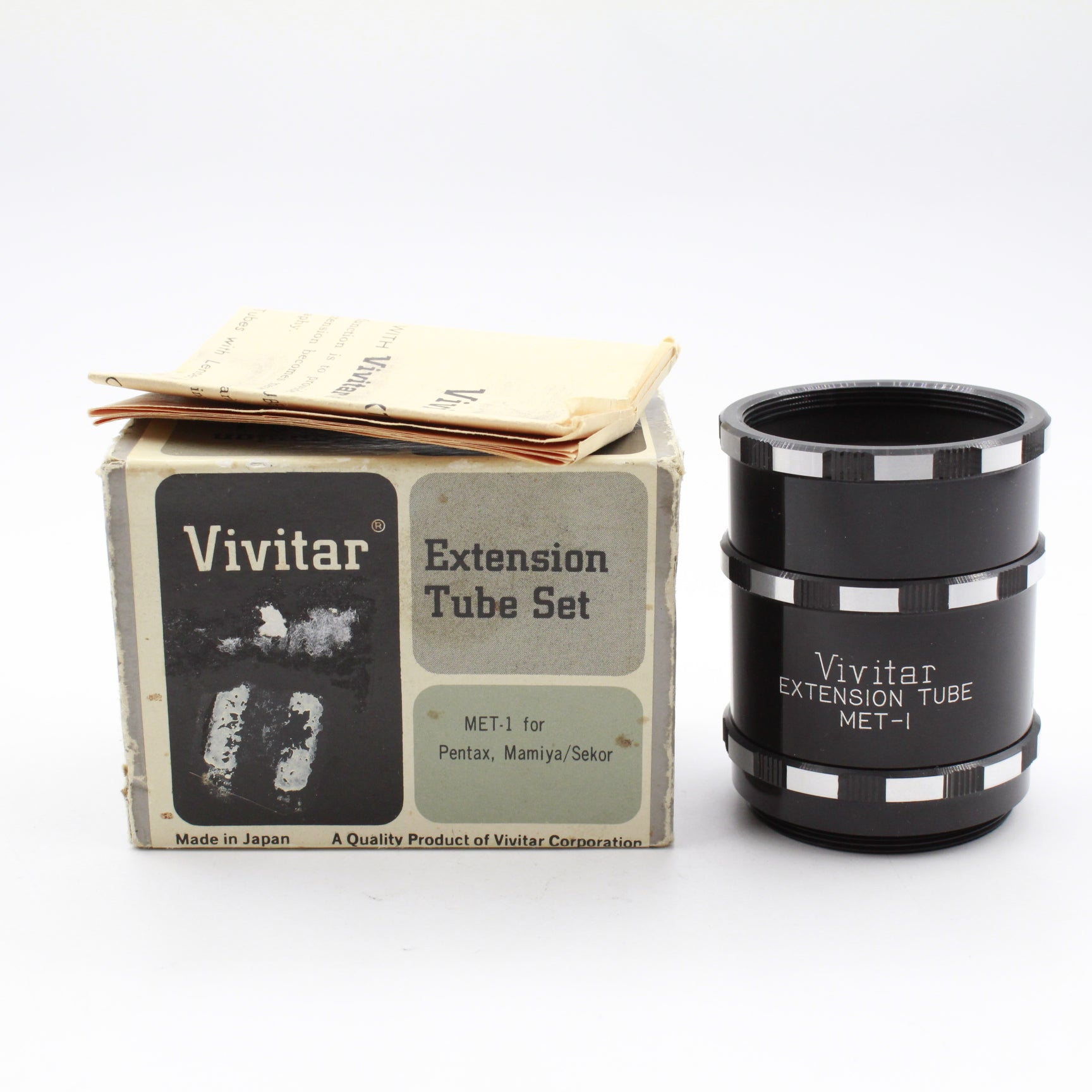 Vintage VIVITAR Extension Tube Set MET 1 for Pentax Mamiya/Sekor - Macro Photography Accessories - Perfect for Close-Up Shots & Product Photography - Includes Original Box