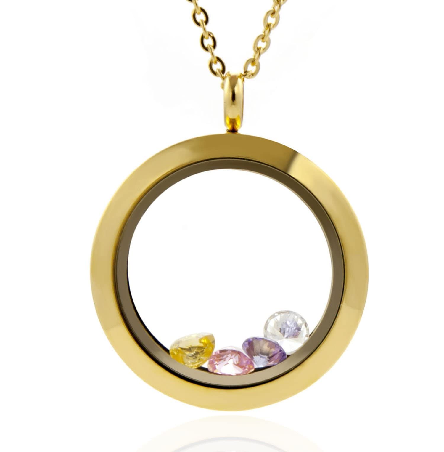 EVERLEAD 10 Pcs Floating Locket Necklace for Women - DIY Round Pendant with Living Memory Photo Holder - Friendship Gift, Memorial Jewelry for Loved Ones | Perfect for Anniversaries, Valentine's Day & Special Occasions