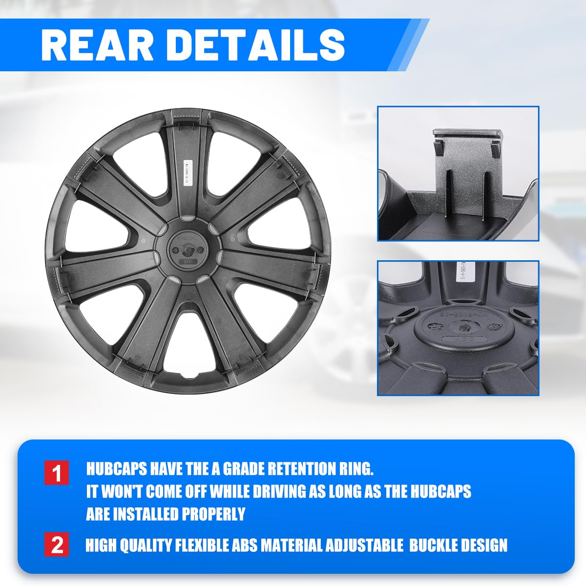 Winjet 14 Inch Universal Hubcaps - Silver & Black Wheel Rim Covers for Cars, Trucks & SUVs | Replacement for 14