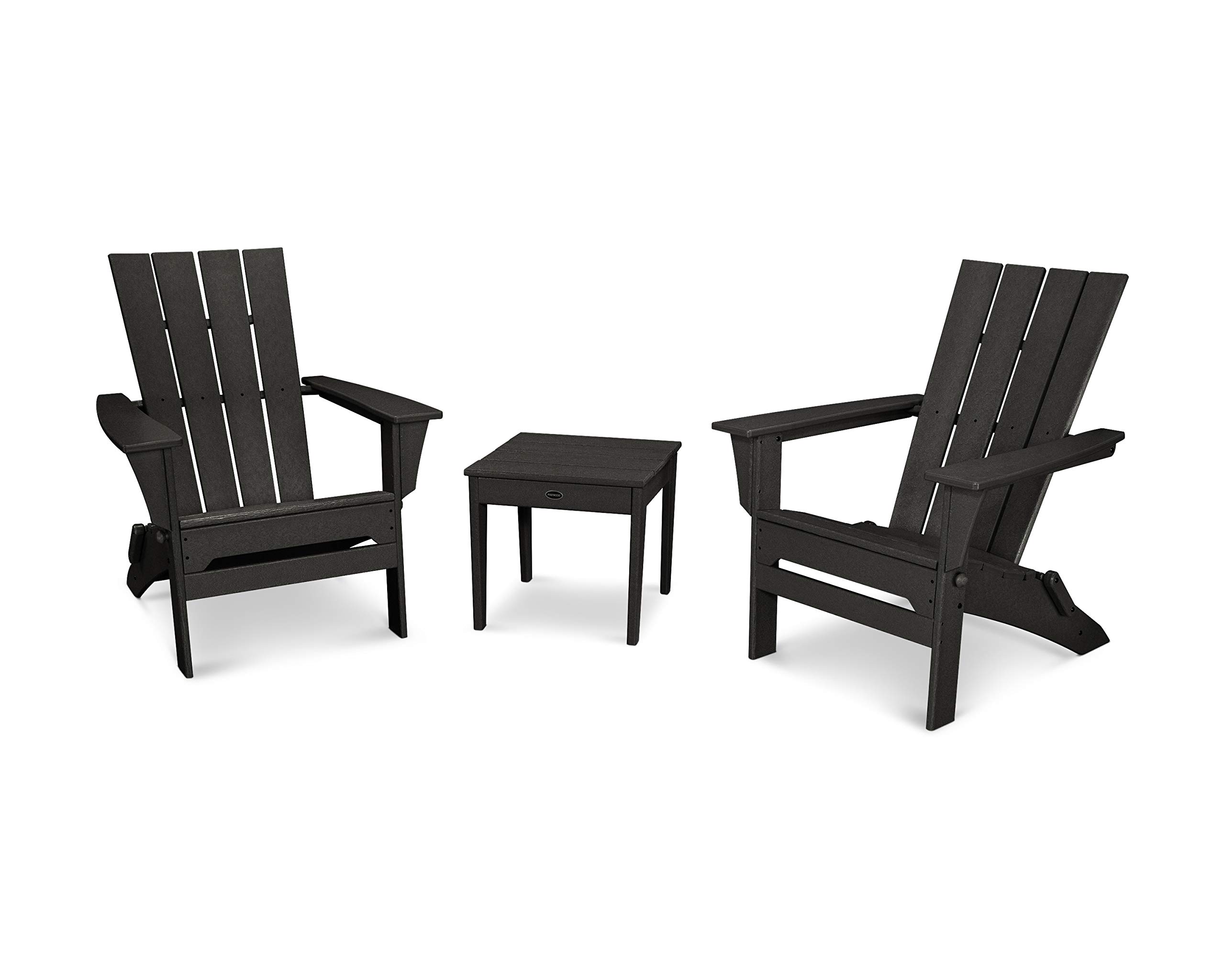 POLYWOOD Quattro 3-Piece Adirondack Chair Set with Side Table - Outdoor Patio Furniture for Garden, Poolside & Backyard Relaxation