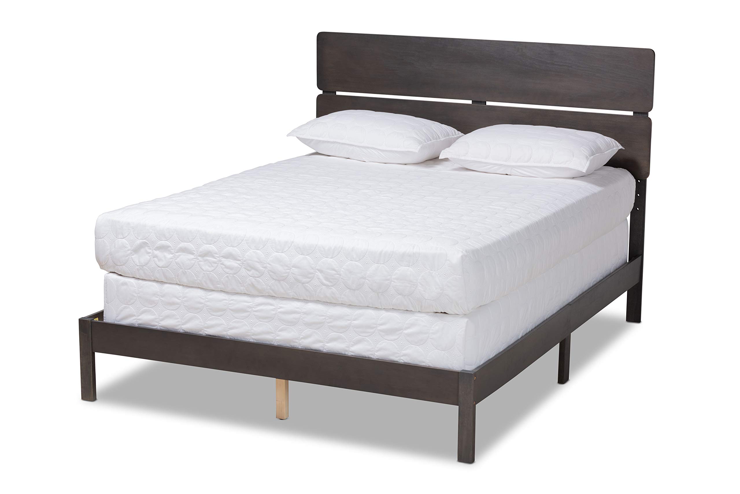 Baxton Studio King Size Bed Frame with Dark Greyish Oak Finish - Requires Box Spring - Perfect for Modern Bedrooms & Master Suites