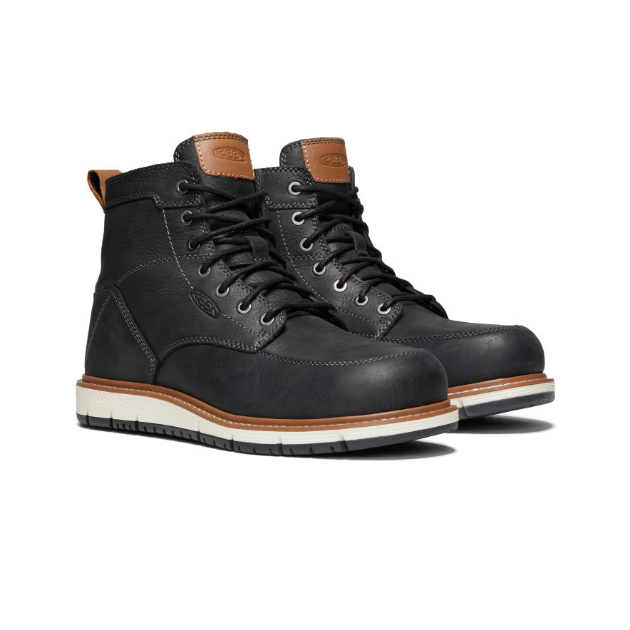Men's San Jose 6 Aluminum Toe Work Boots - Black/Caramel Cafe | Durable Safety Shoes for Construction, Warehouse & Outdoor Work