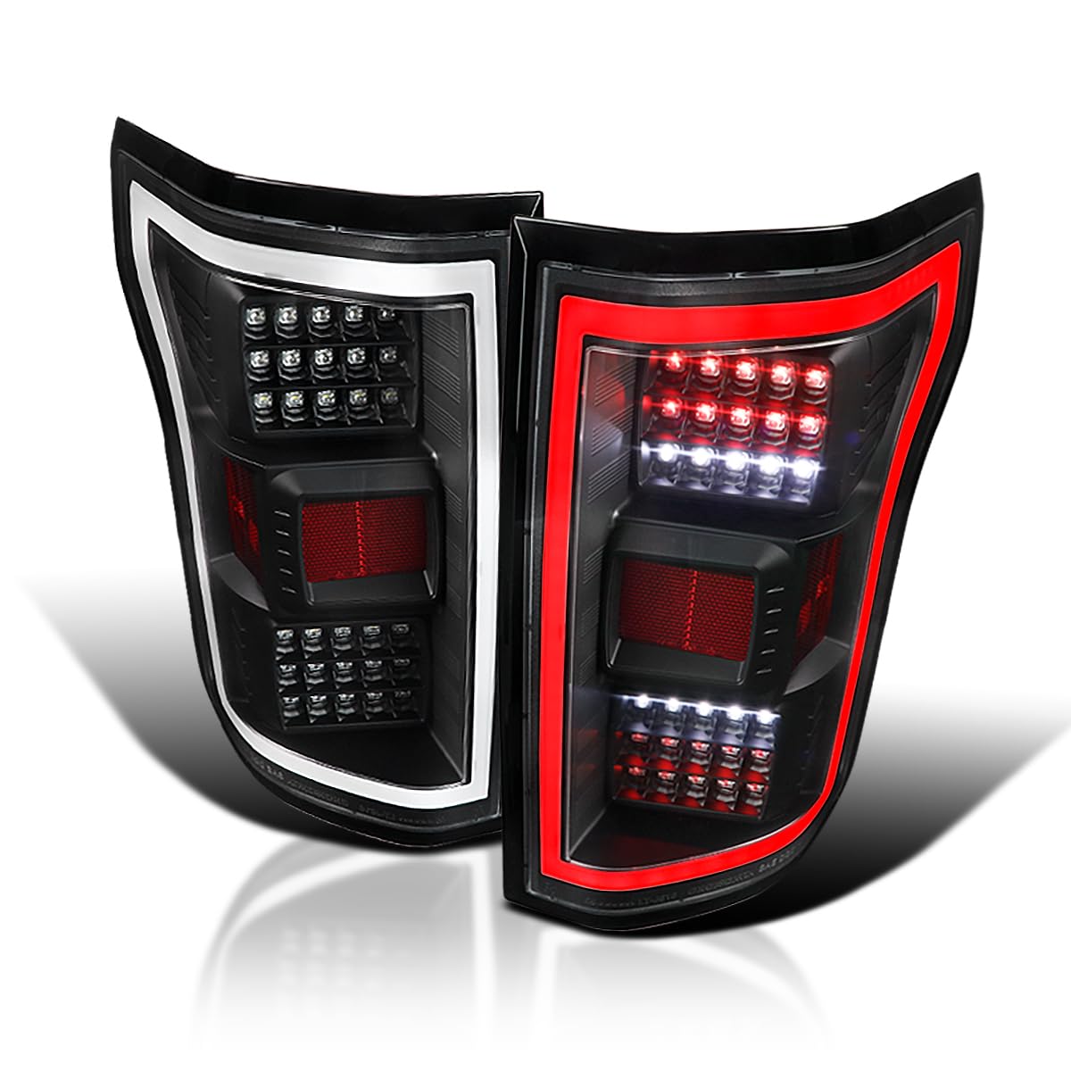 Spec-D Tuning Black LED Tail Lights with Light Bar - Compatible with 2018-2020 Ford F-150 (Left & Right Pair) - Upgrade Your Truck's Style & Visibility for Night Driving & Custom Look