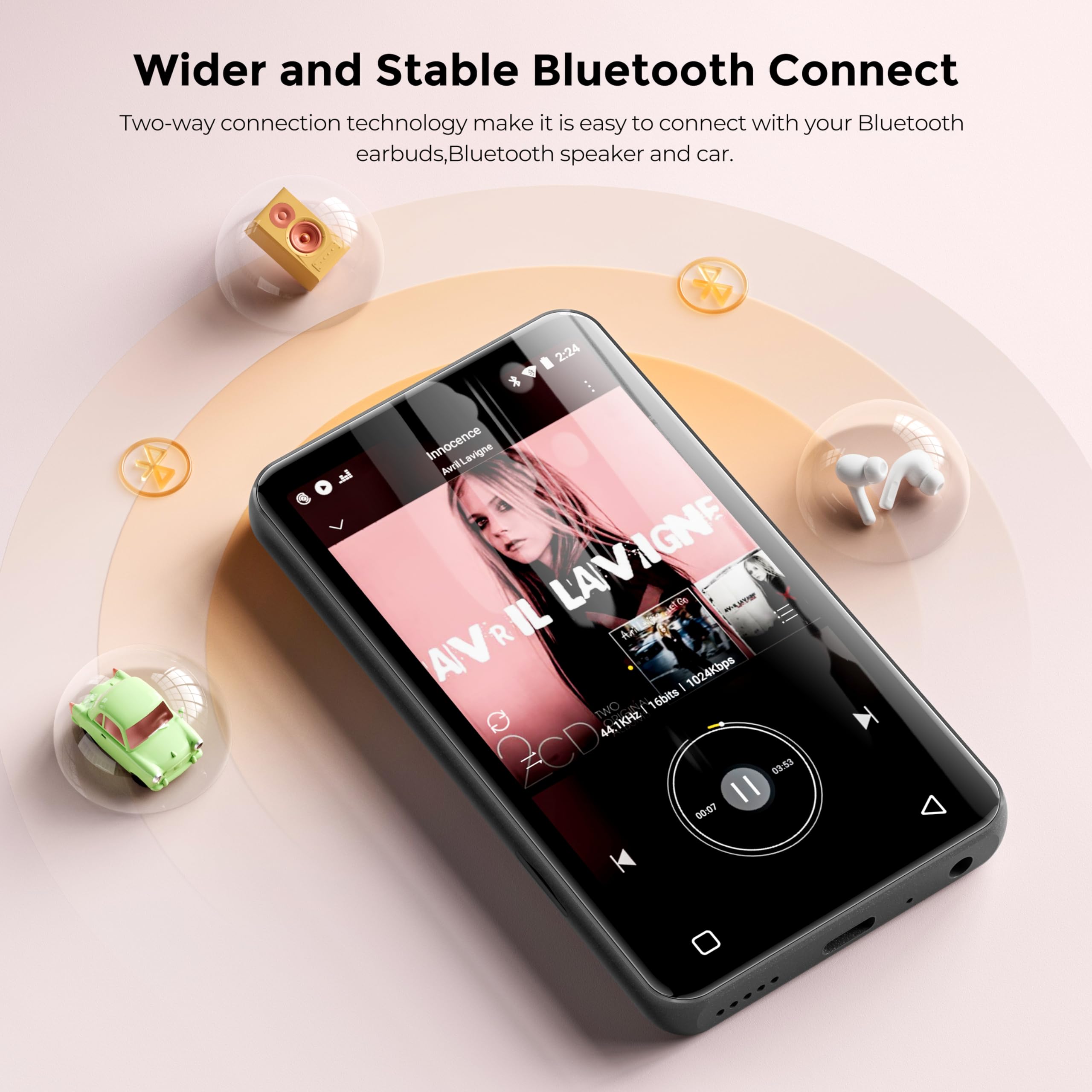 Innioasis 160GB MP3 Player with Bluetooth & WiFi - Android Music Player Supporting Spotify, Amazon Music, Pandora - 4