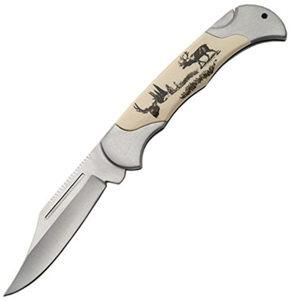 Szco Supplies Deer Lock Back Folding Knife - High Quality Hunting & Outdoor Survival Tool for Camping, Hiking & Bushcraft