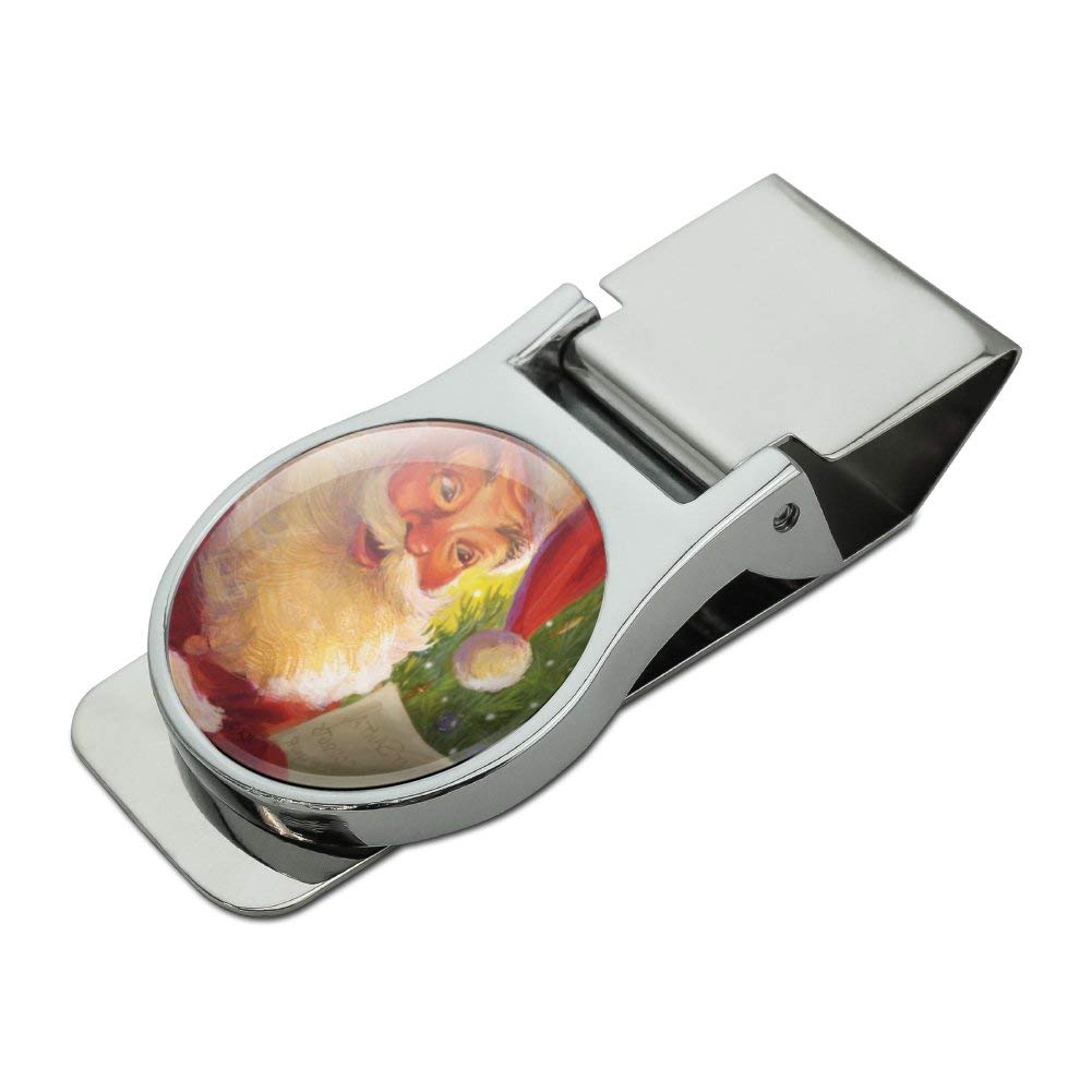 Christmas Holiday Note Left for Santa - Satin Chrome Plated Metal Money Clip for Cash & Cards - Perfect Gift for Dad, Husband, or Boyfriend - Ideal for Christmas Stocking Stuffers & Holiday Gifts