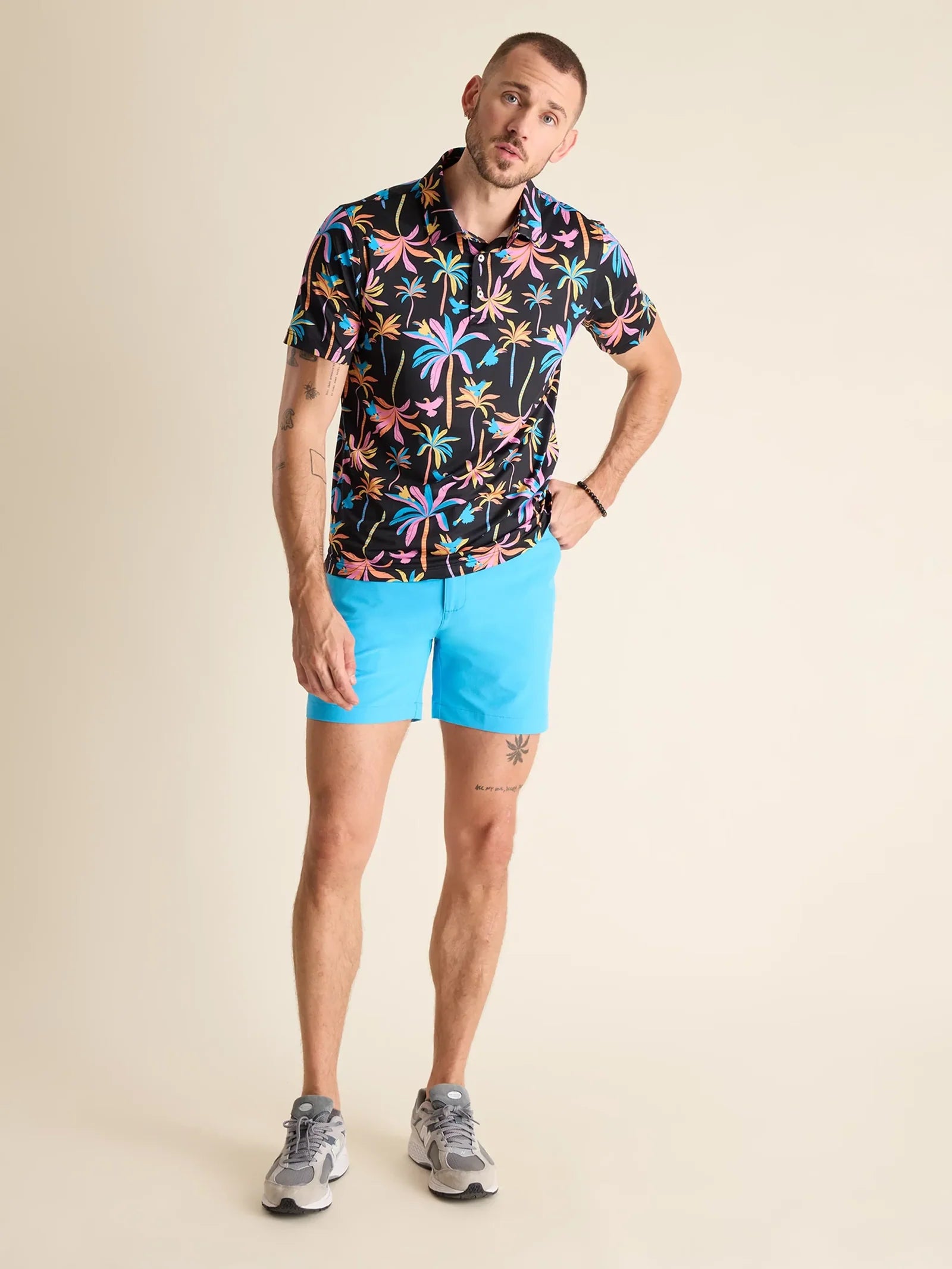 Chubbies Men's Black Light Night Performance Polo Shirt - Moisture Wicking, Breathable Plaid Pattern - Perfect for Golf, Night Out & Casual Wear