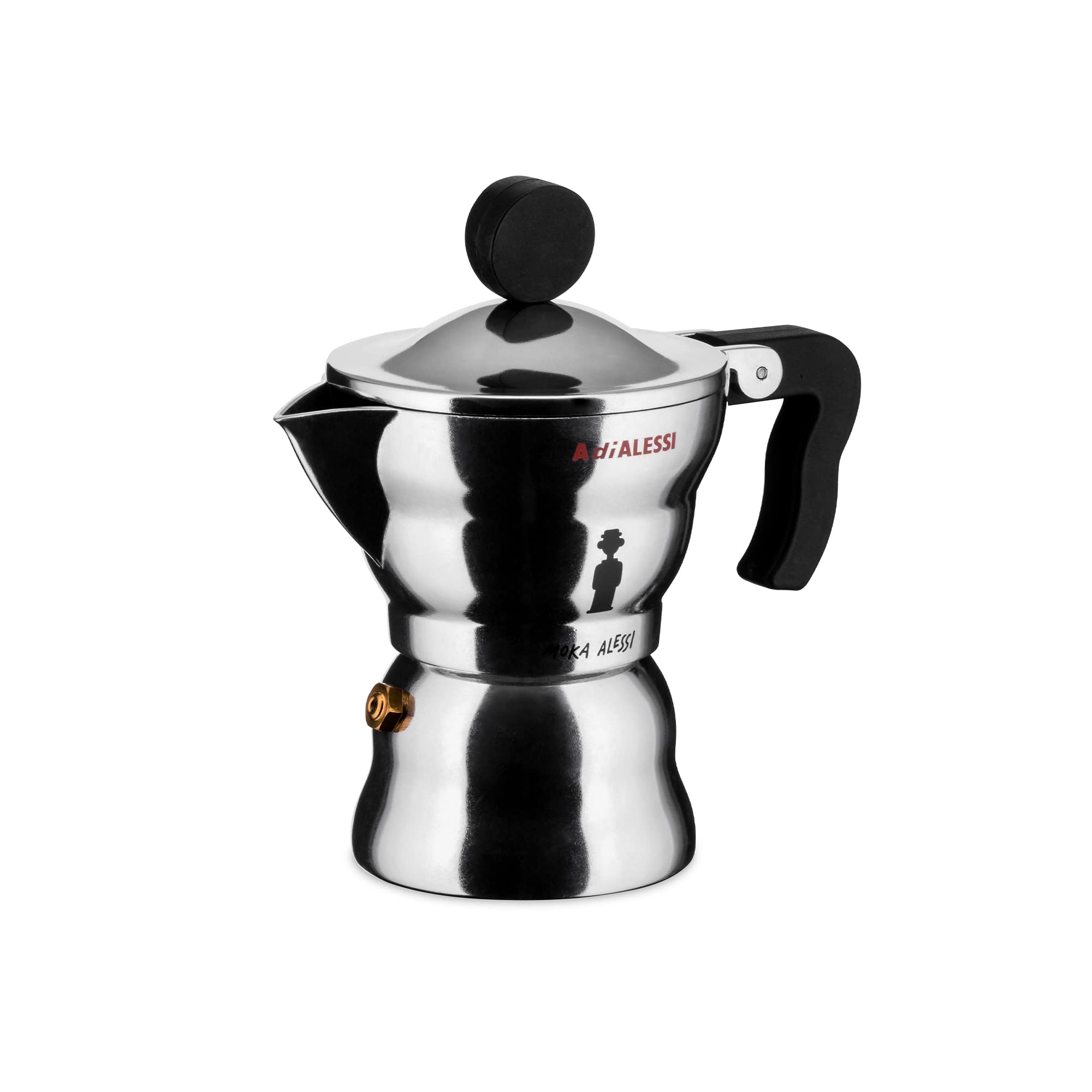Alessi AAM33 Stovetop Espresso Maker by Alessandro Mendini - 1 Cup Italian Coffee Maker, Black - Perfect for Home, Office & Camping Coffee Brewing