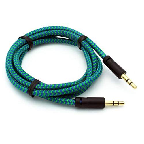 3.5mm Aux Cable for Car Stereo - Braided Audio Aux-in Cord Compatible with Motorola Moto G Stylus & Most Smartphones - Perfect for Car Audio, Home Speakers & Headphone Connections (Green)