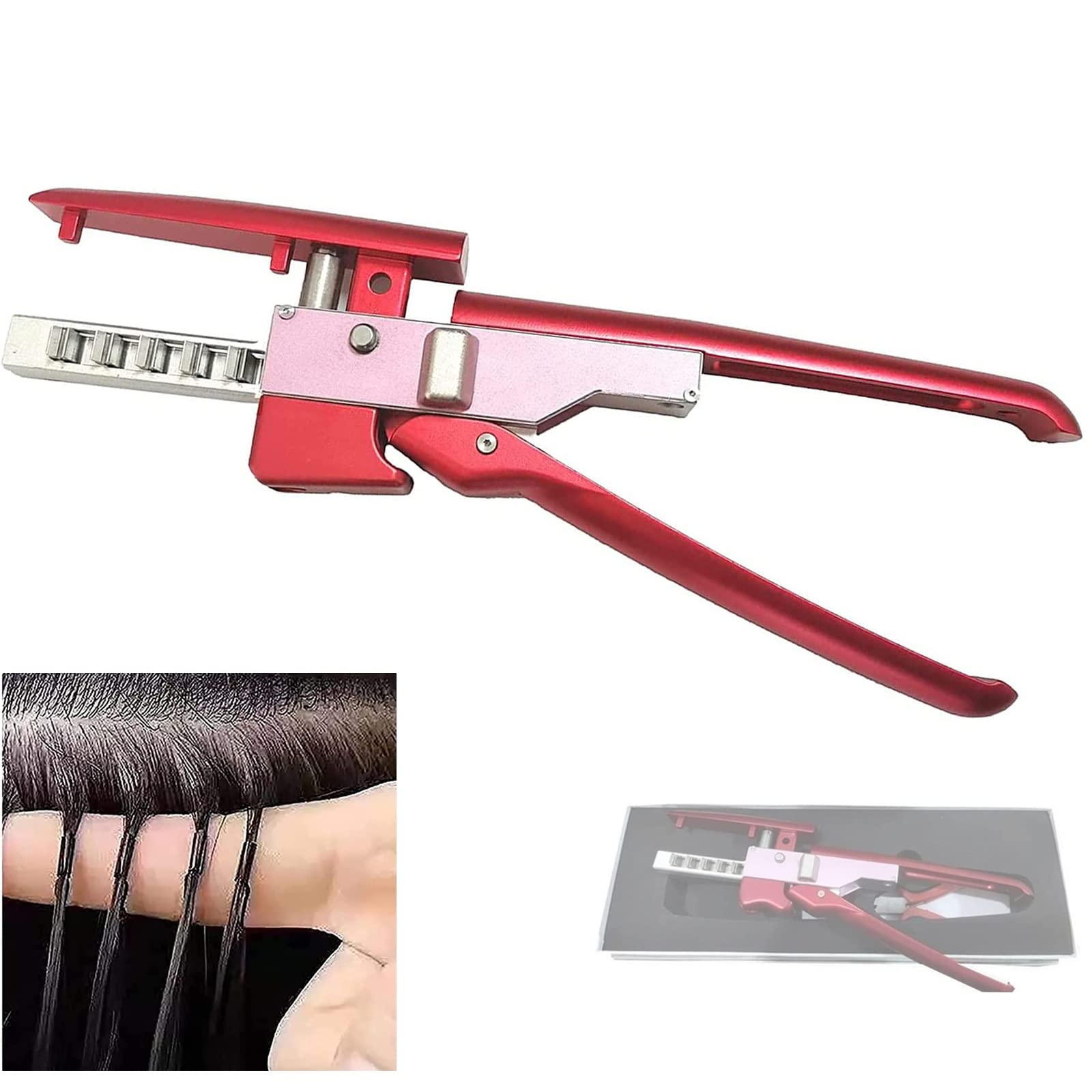 JNBXING 6D Hair Extensions Machine - 2nd Generation No-Trace Human Hair Extension Tool | Professional Hair Extension Gun for Salons & Stylists | Perfect for Volume Boosting & Quick Hair Extensions