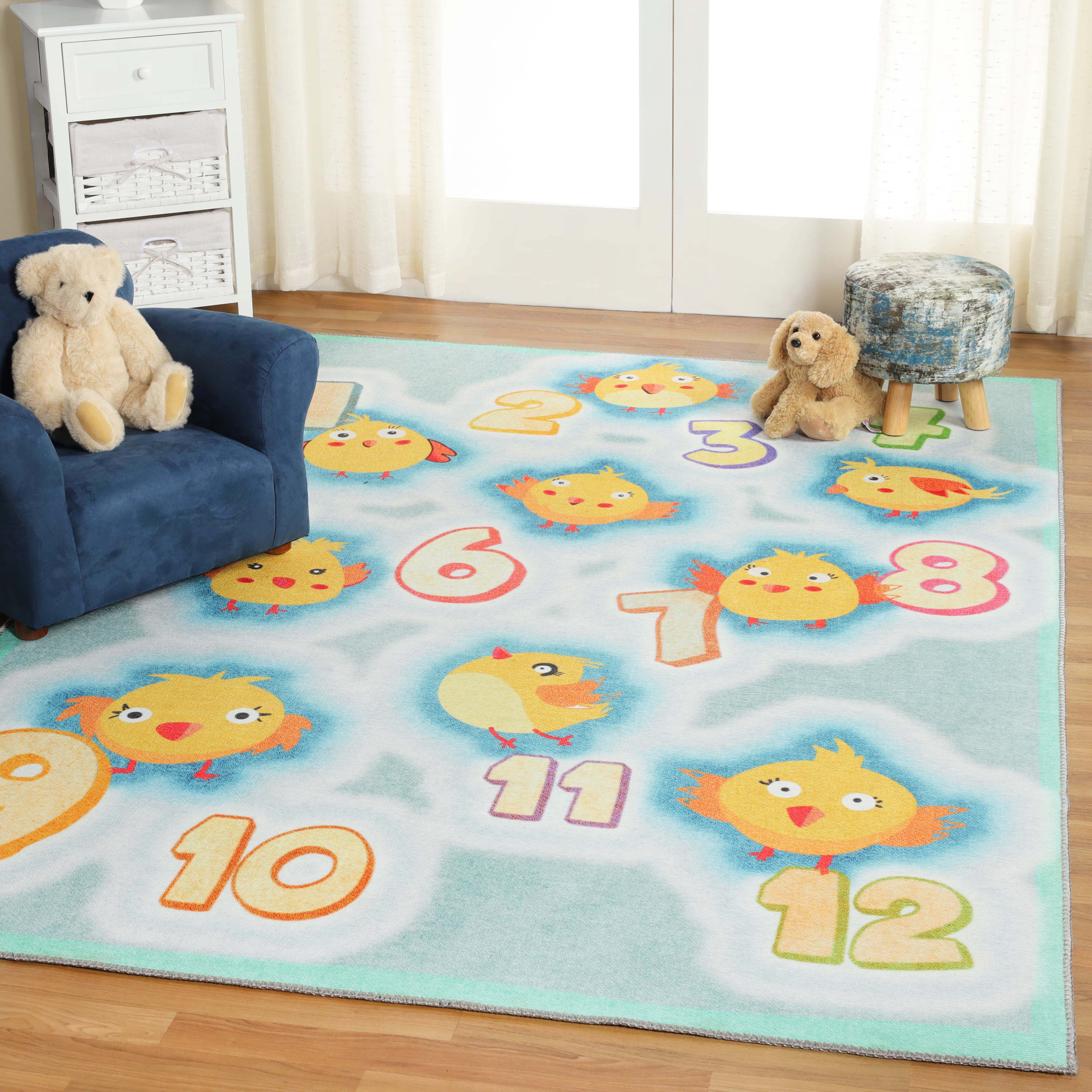 Colorful Non-Slip Playtime Numbers Educational Rug for Kids - Perfect for Nursery, Playroom & Learning Spaces