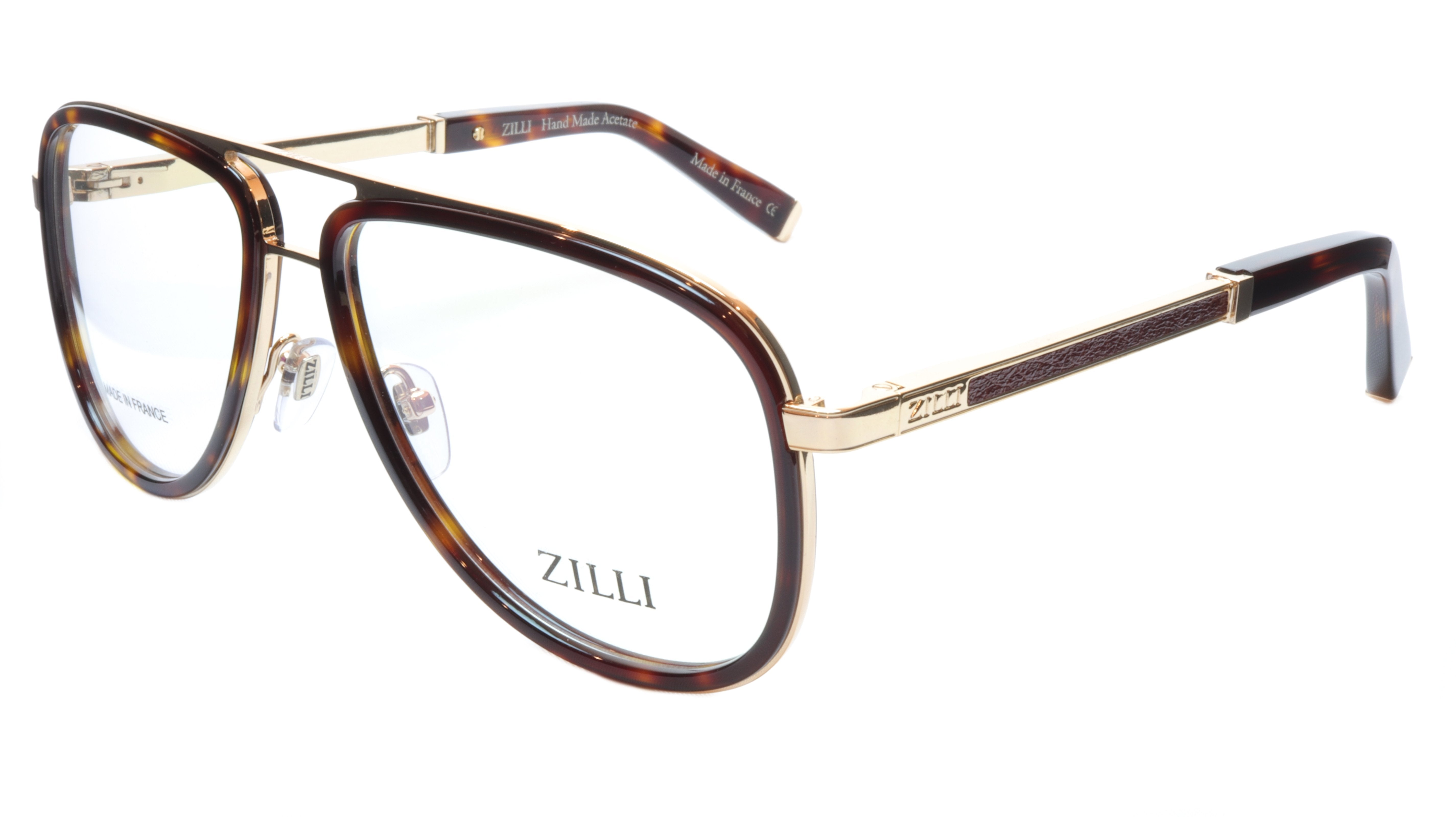ZILLI Titanium Acetate Eyeglass Frames - Gold Scale Design - Made in France - Model ZI 60020 C02 - Perfect for Business & Formal Occasions