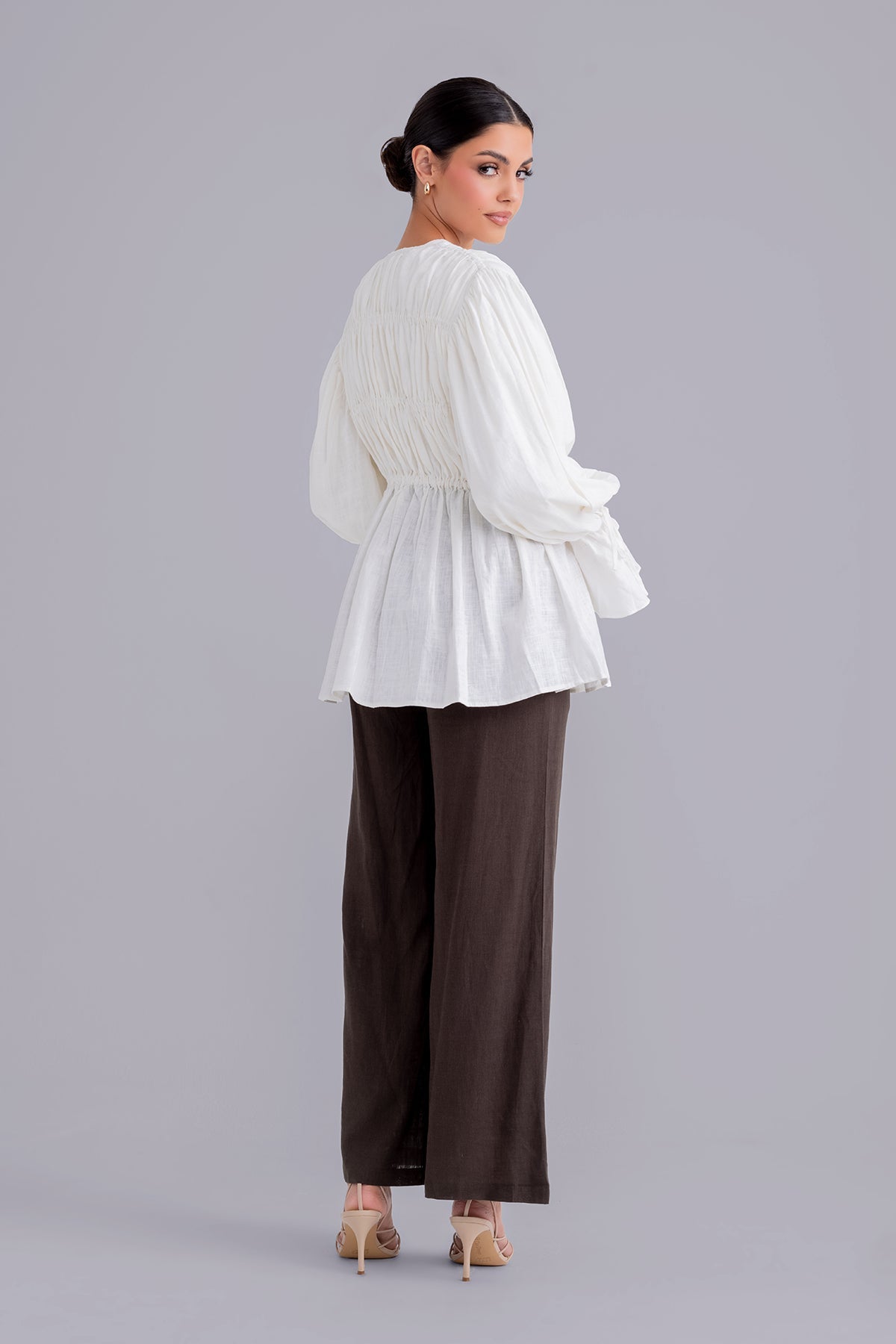 Najla Linen & Top Set Macchiato - Women's Casual Summer Outfit for Beach, Vacation & Everyday Wear