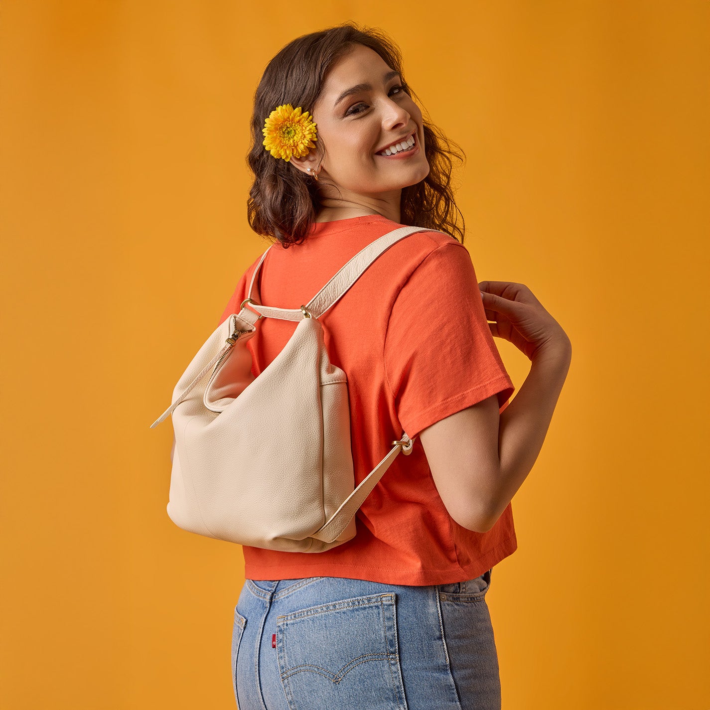 Emily Convertible Backpack in Pebbled Leather - Stylish Black Women's Shoulder Bag & Tote for Work, Travel & Daily Use