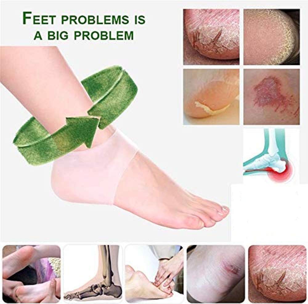 Naivete Moisturizing Gel Heel Socks - Cracked Foot Care & Skin Protection - Transparent Silicone Heel Protectors for Dry Feet - Perfect for Overnight Hydration & Comfortable Walking