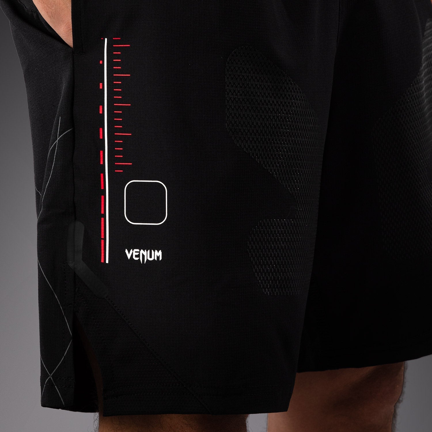 Venum Tactical XT Training Shorts for MMA & Combat Sports - Breathable Black/Fire Red Fight Shorts for Boxing, Muay Thai & Gym Workouts