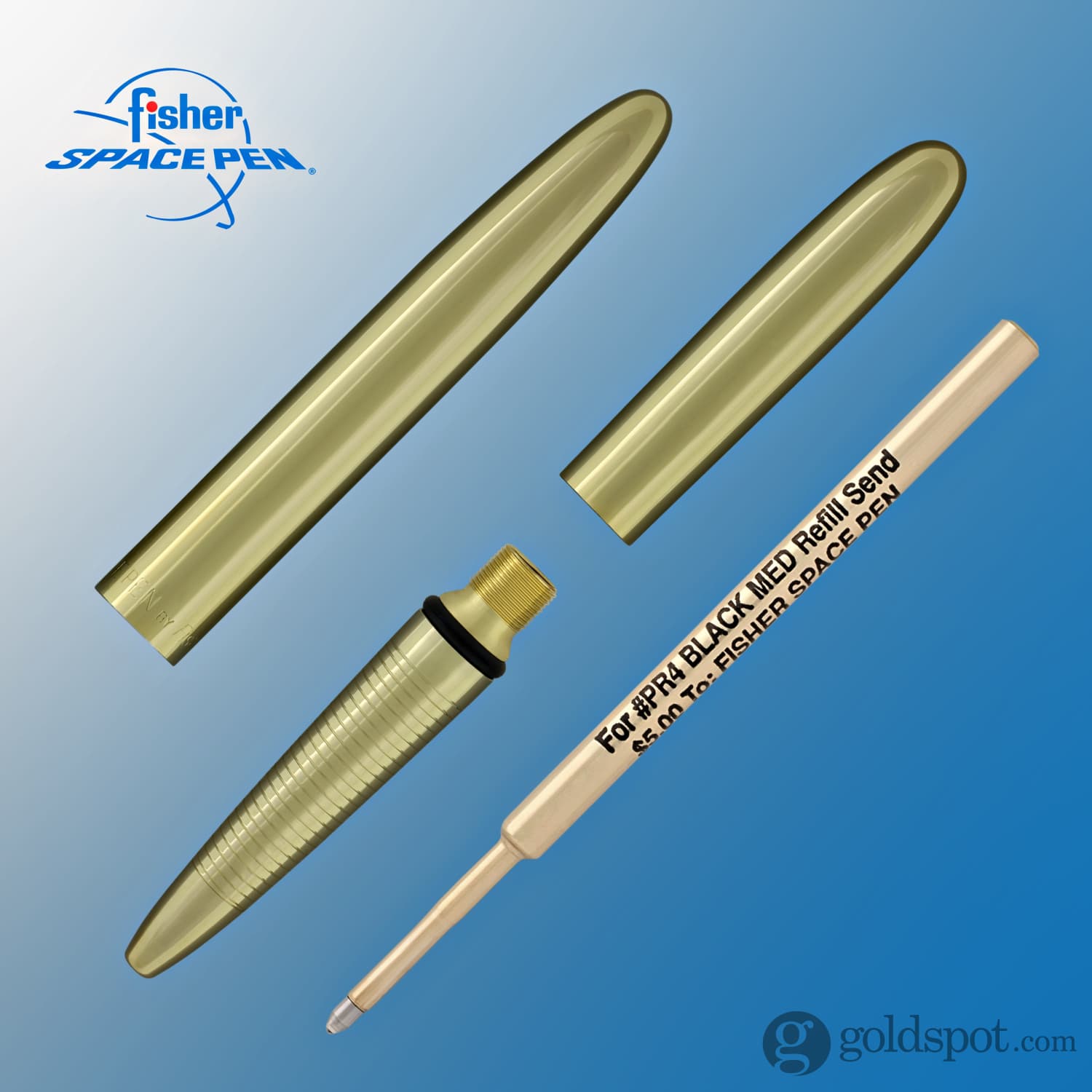 Fisher Space Pen Bullet Ballpoint Pen - Gold Titanium Nitride Finish - Compact & Refillable for Everyday Carry, Travel, and Outdoor Adventures