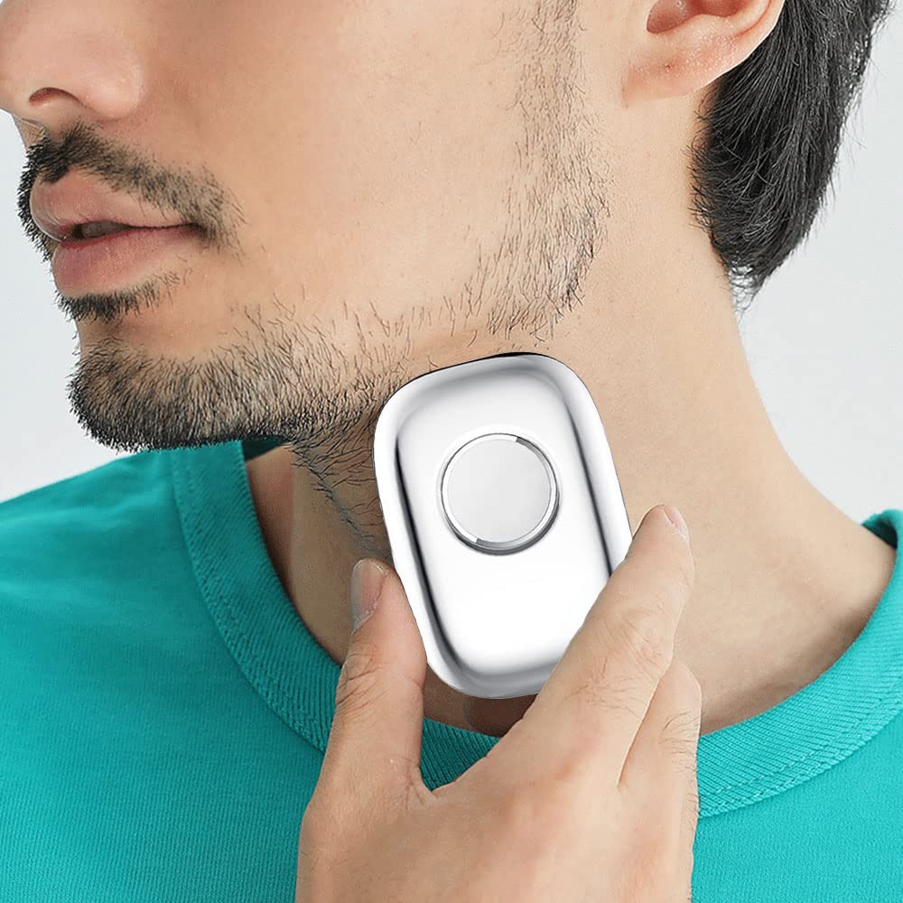 2023 Upgraded Mini-Shave Portable Electric Shaver - Rechargeable Travel Razor for Men, Pocket-Sized Washable Beard Trimmer with USB Charging | Perfect for Business Trips, Gym Bags & Daily Shaving (White)